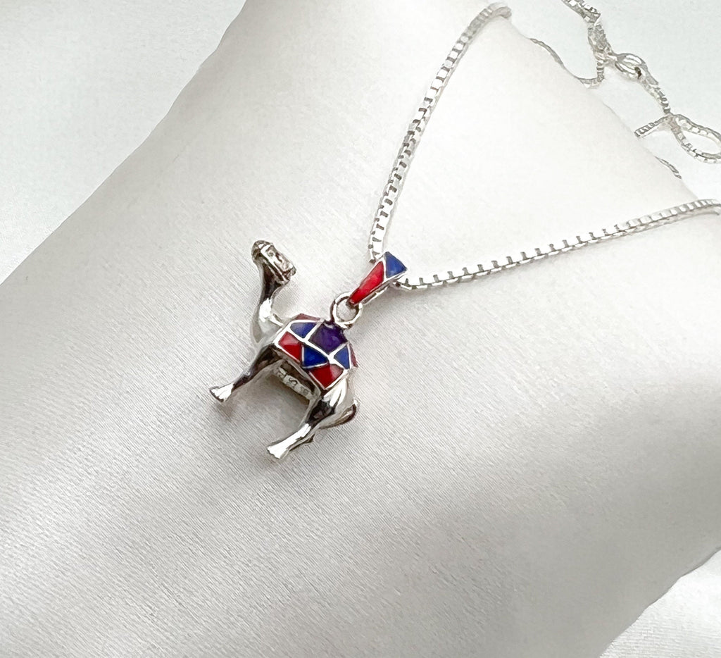Camel Pendant in Sterling Silver with Enamel Finish – Includes Elegant Chain