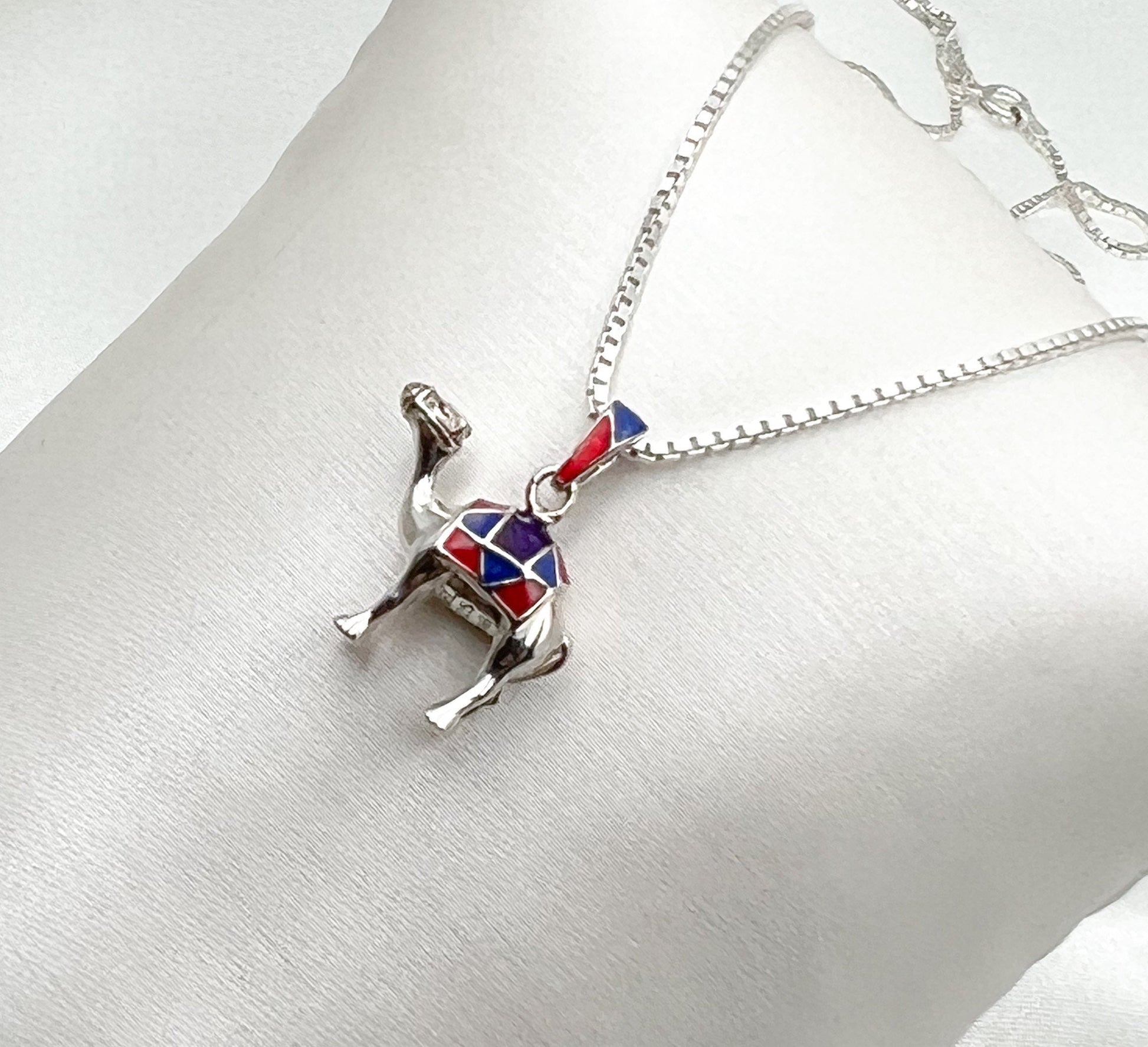 Camel Pendant in Sterling Silver with Enamel Finish – Includes Elegant Chain
