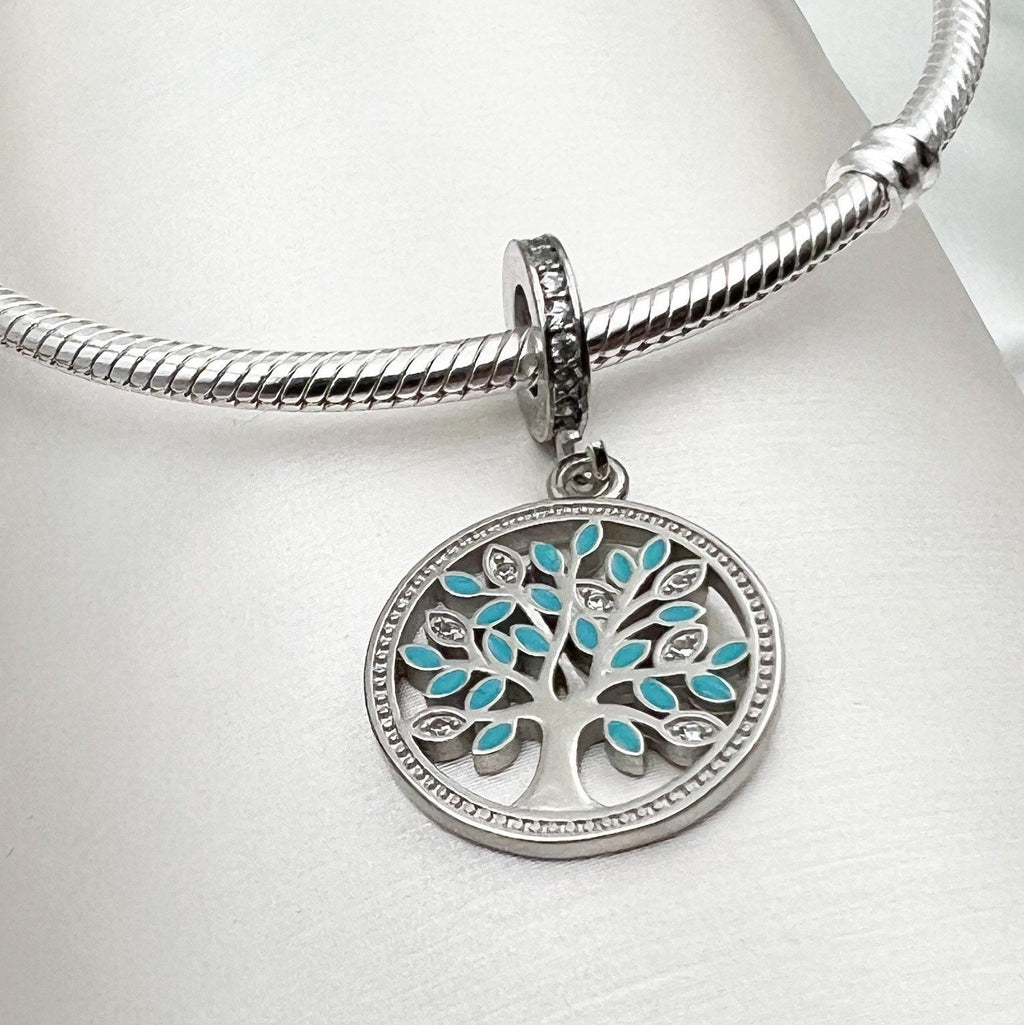Tree of Life Pandora Charm in Silver 925 with Turquoise and Zirconia