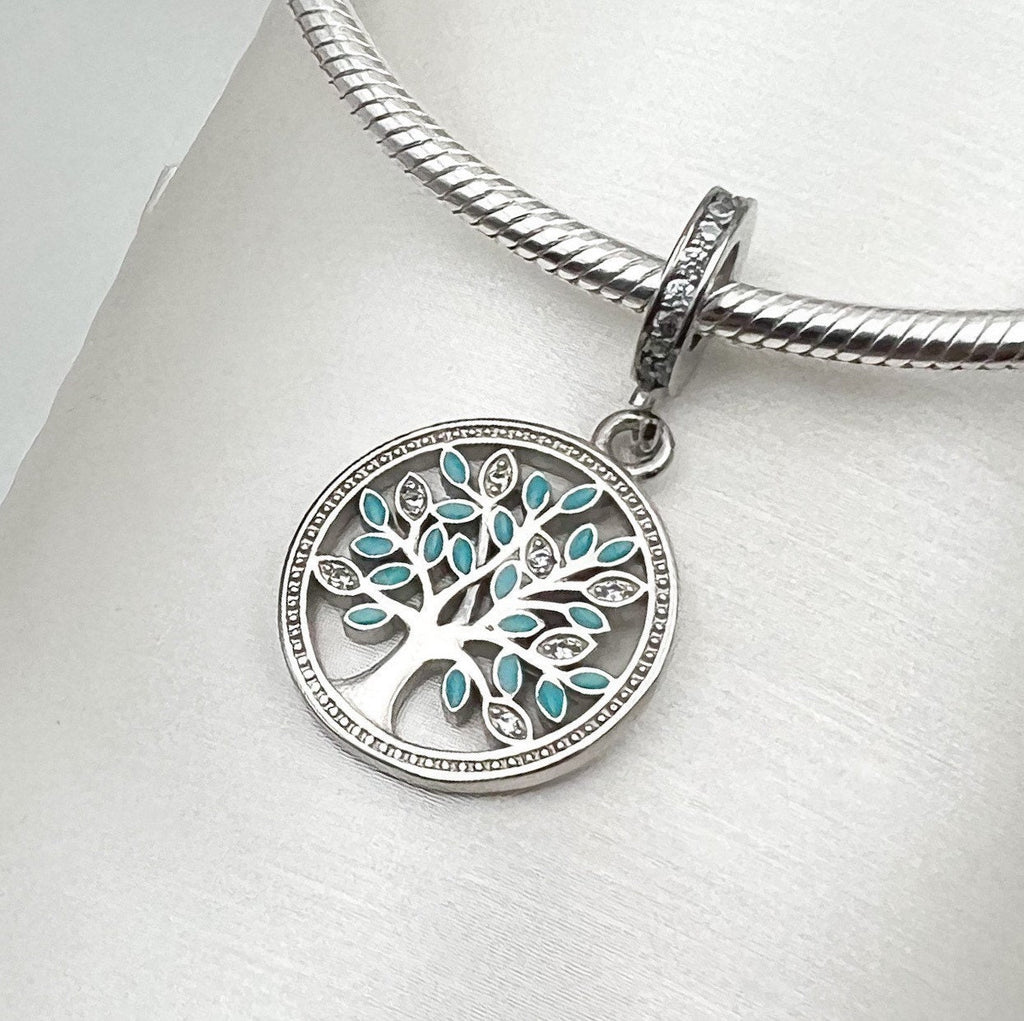 Tree of Life Pandora Charm in Silver 925 with Turquoise and Zirconia