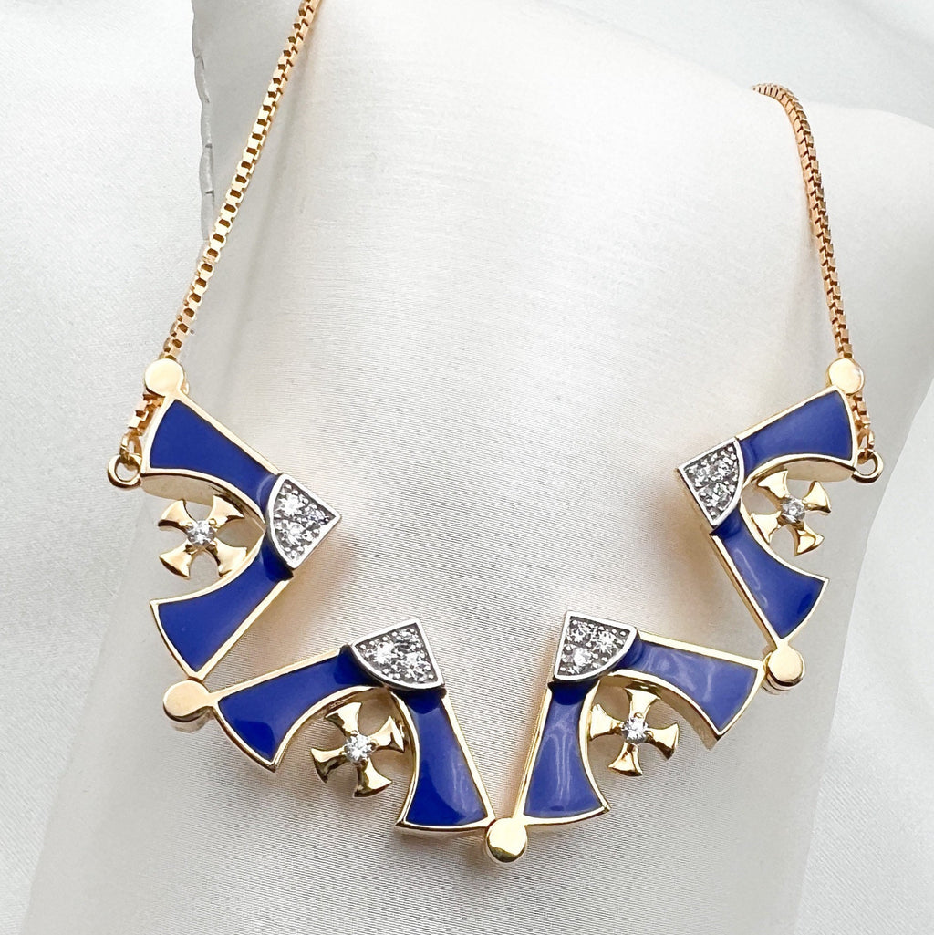 Jerusalem Cross 2-in-1 Pendant Necklace in Silver 925 with 18k Gold Plated Detail