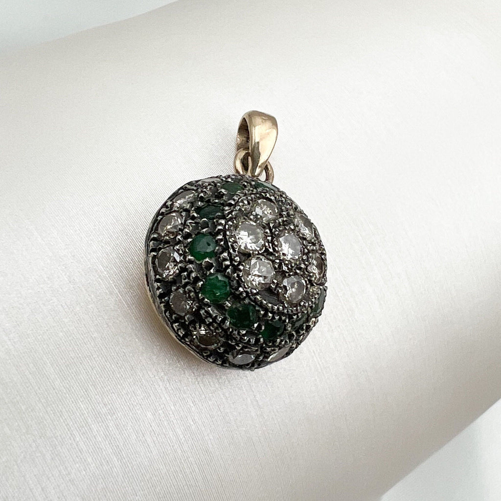 Vintage Emerald, Diamonds and Gold Pendant