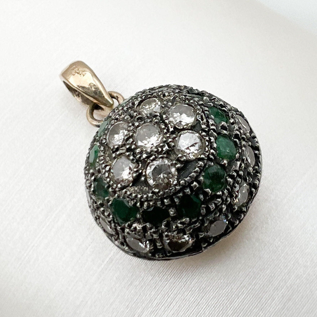 Vintage Emerald, Diamonds and Gold Pendant
