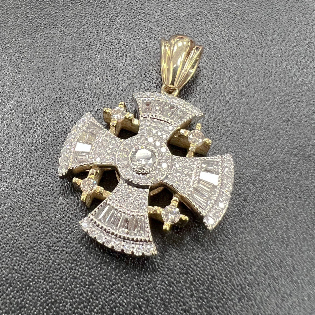 Jerusalem Cross Pendant in 14k Gold with 129 Diamonds totaling 4ct, A Timeless Sign of Faith