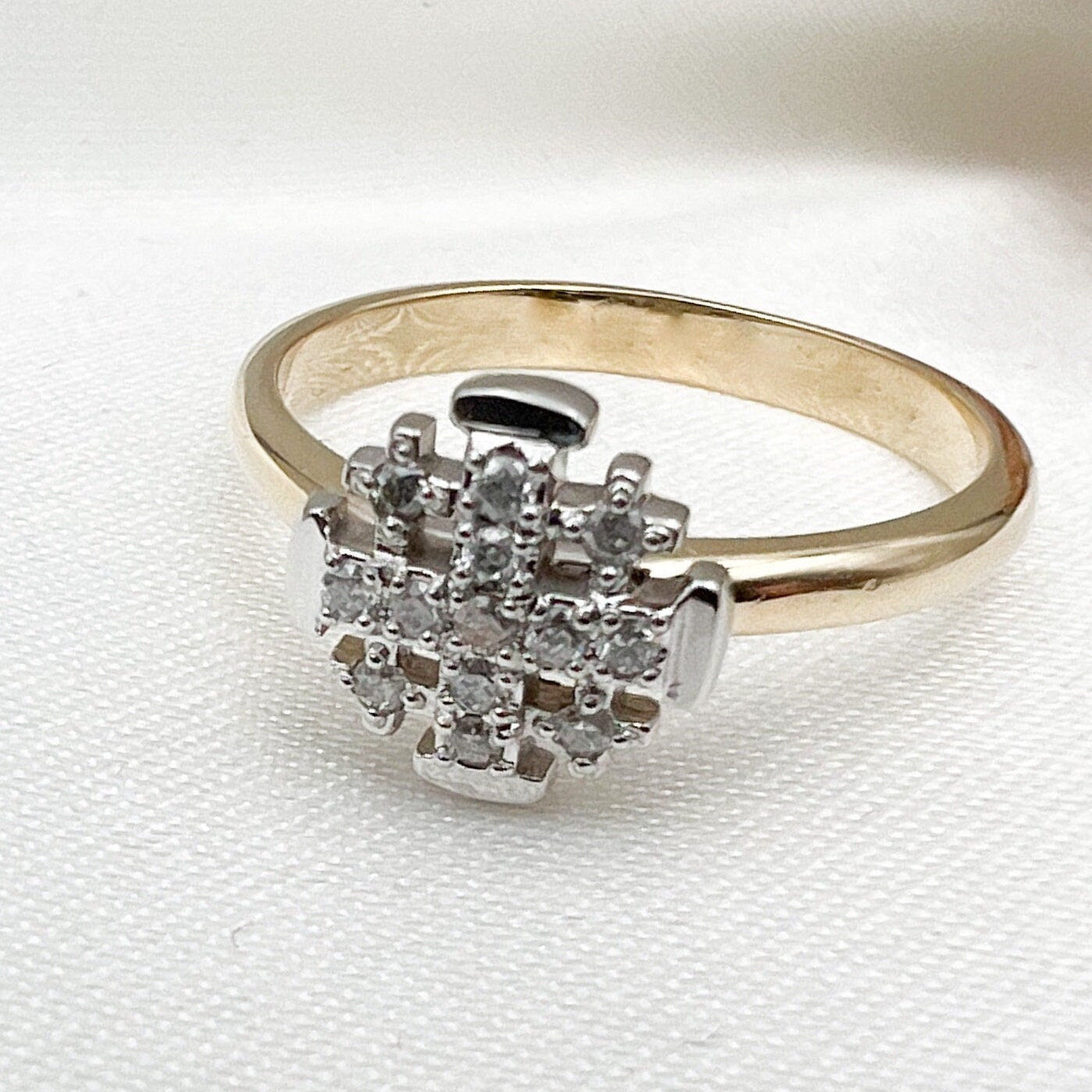 Jerusalem Cross Ring in 14k Gold – Sparkling with 0.22ct Diamonds
