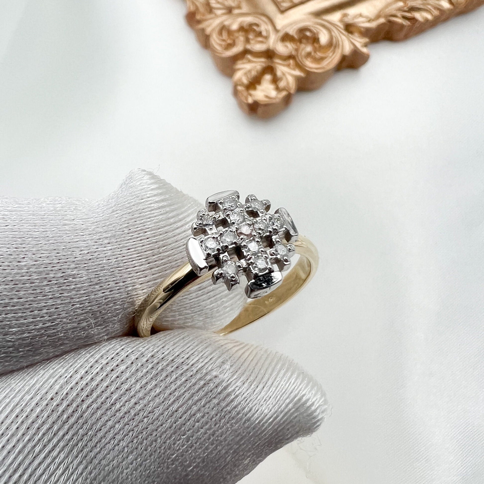 Jerusalem Cross Ring in 14k Gold – Sparkling with 0.22ct Diamonds
