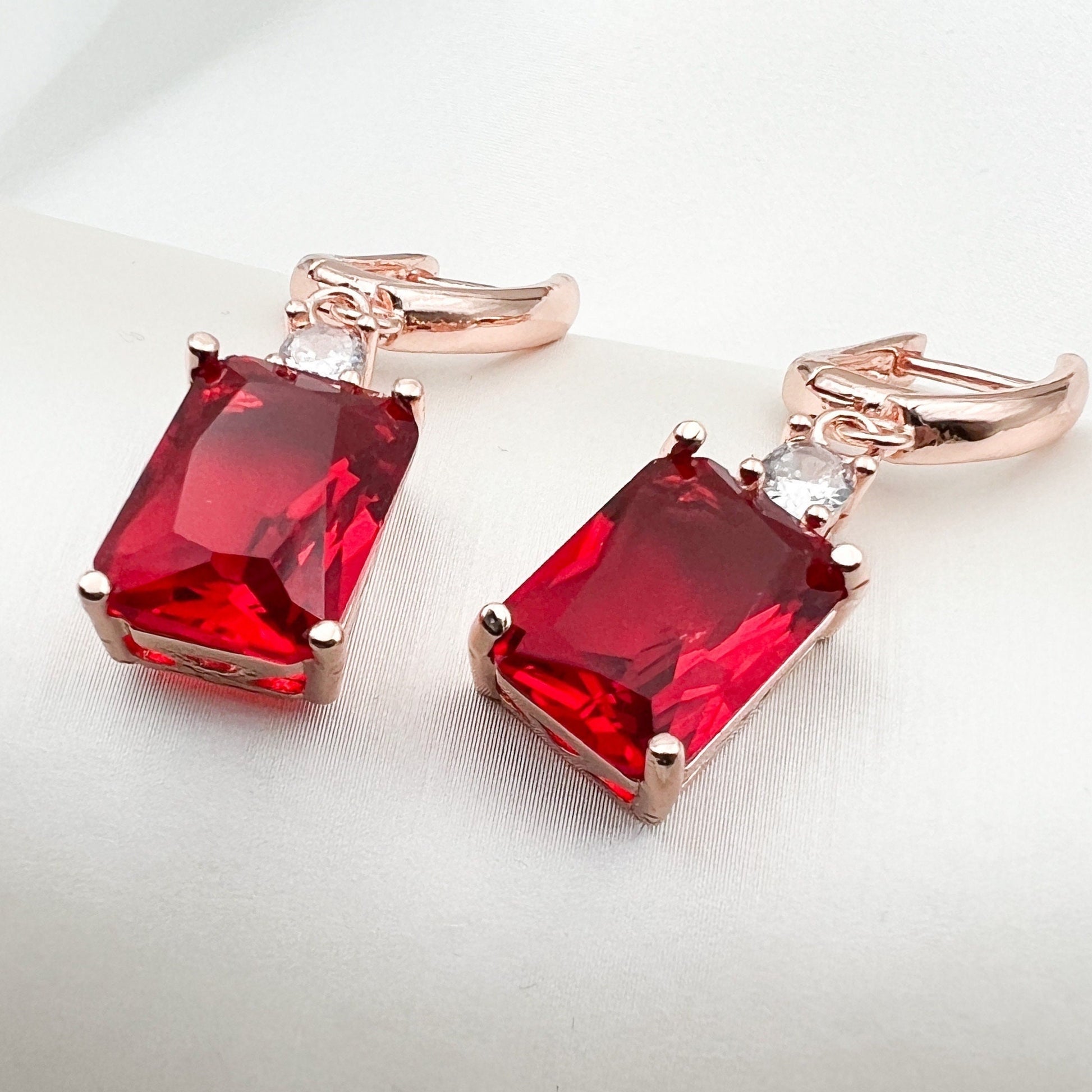 Red Quartz Drop Earrings with Goldfield Finish
