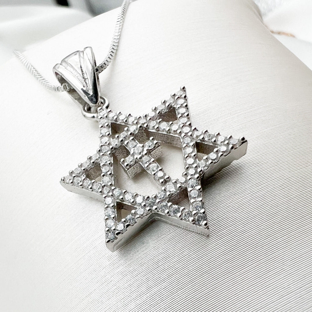 Silver 925 Messianic Pendant with Sparkling White Zircons