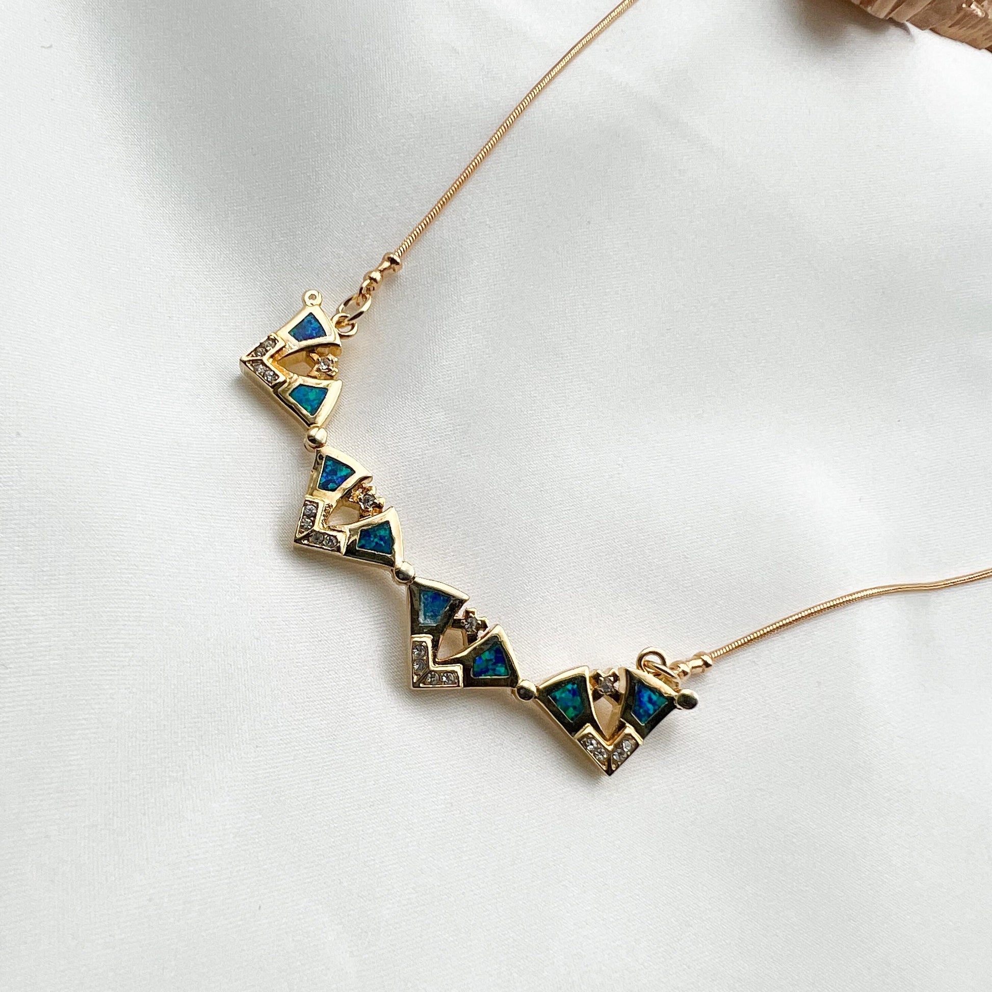 Opening Jerusalem Cross Pendant in Sterling Silver and Gold with Blue Opal