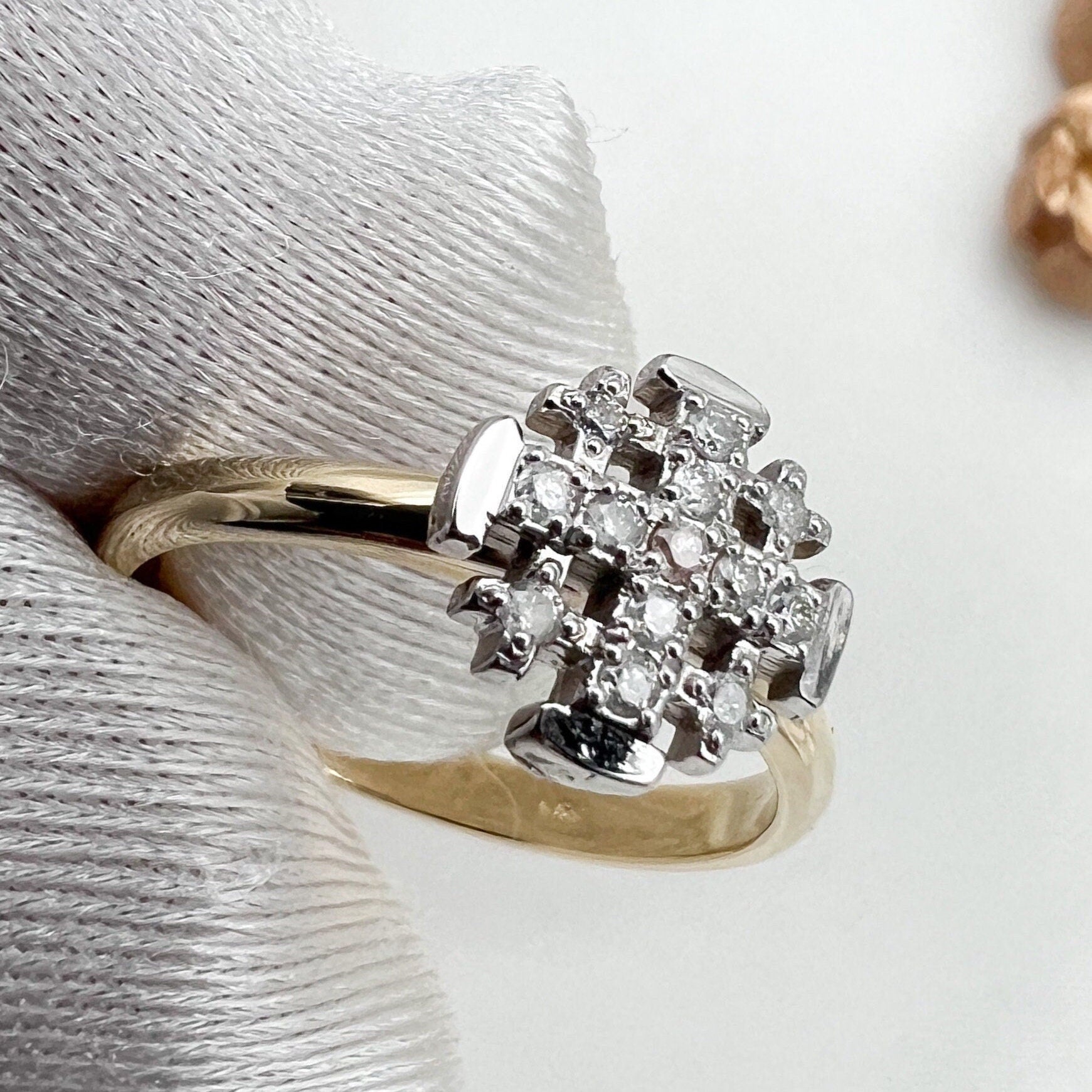 Jerusalem Cross Ring in 14k Gold – Sparkling with 0.22ct Diamonds