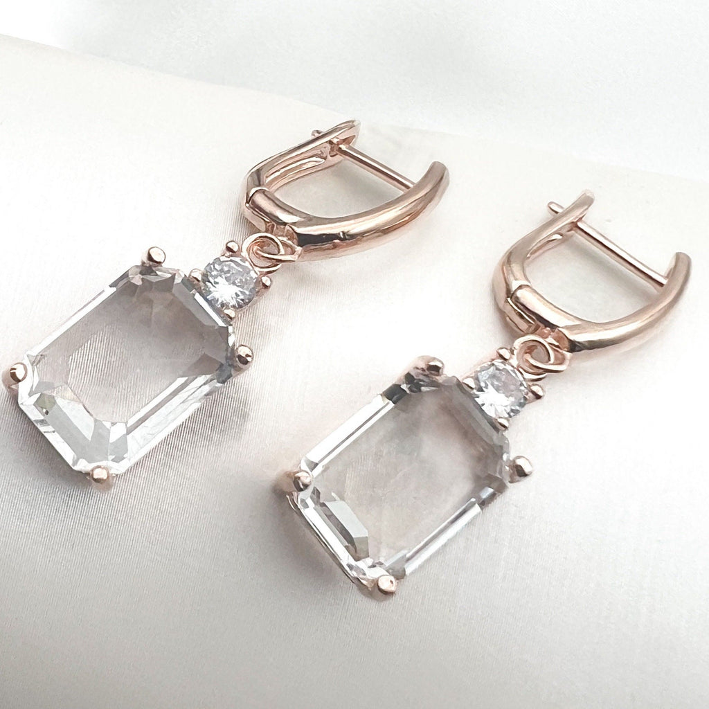 White Quartz Dangling earrings - Goldfield
