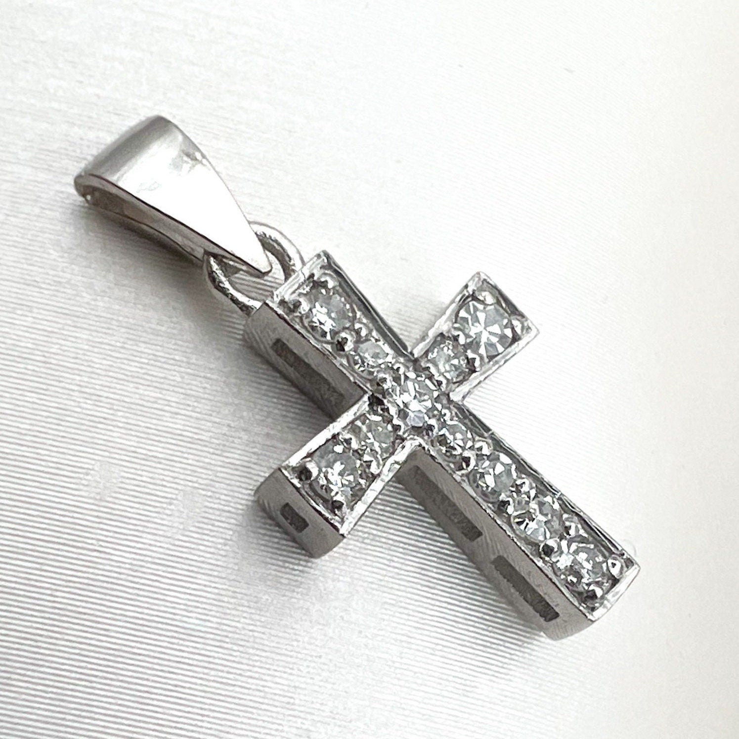 Diamond Latin Cross Pendant in White Gold