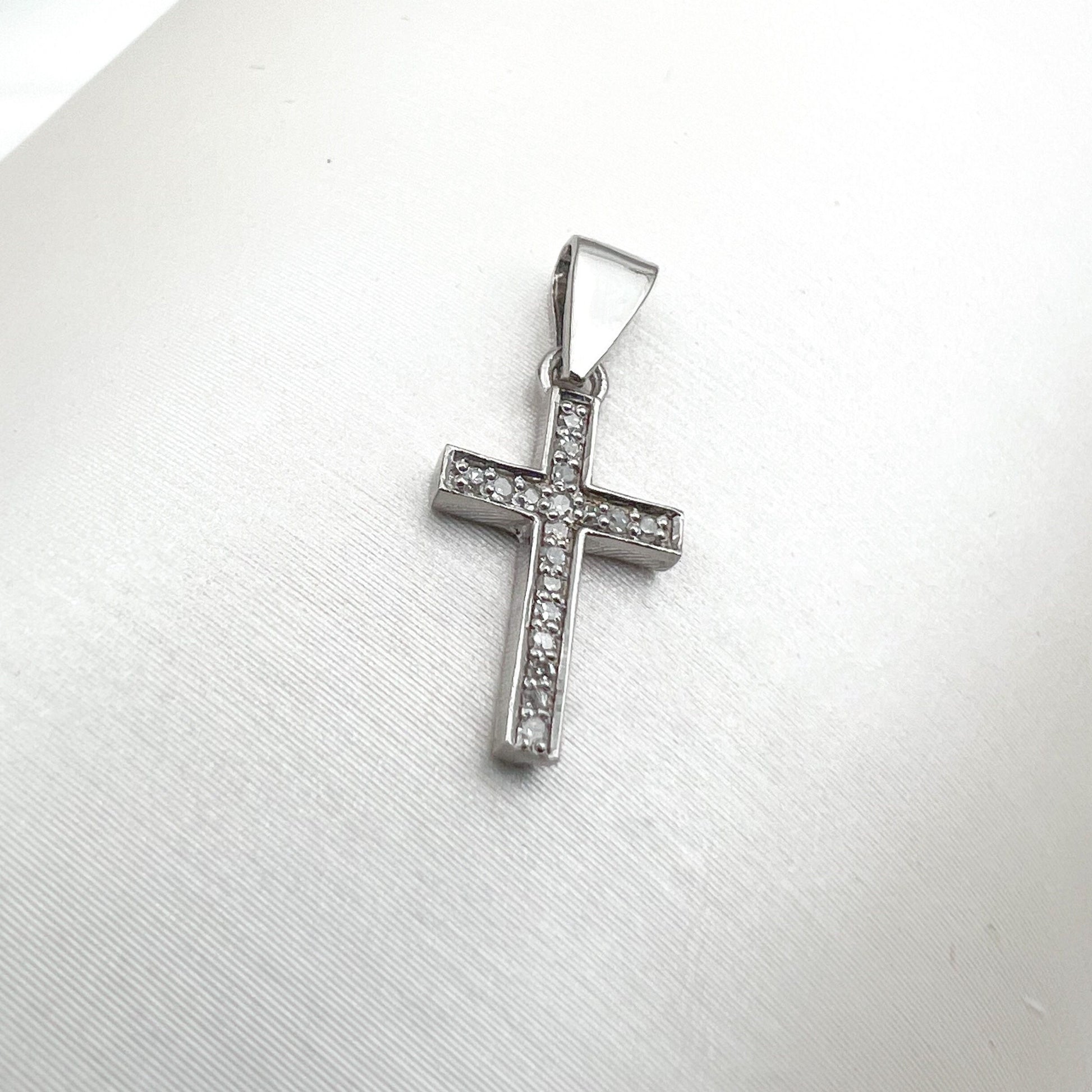 Diamond Latin Cross Pendant in White Gold