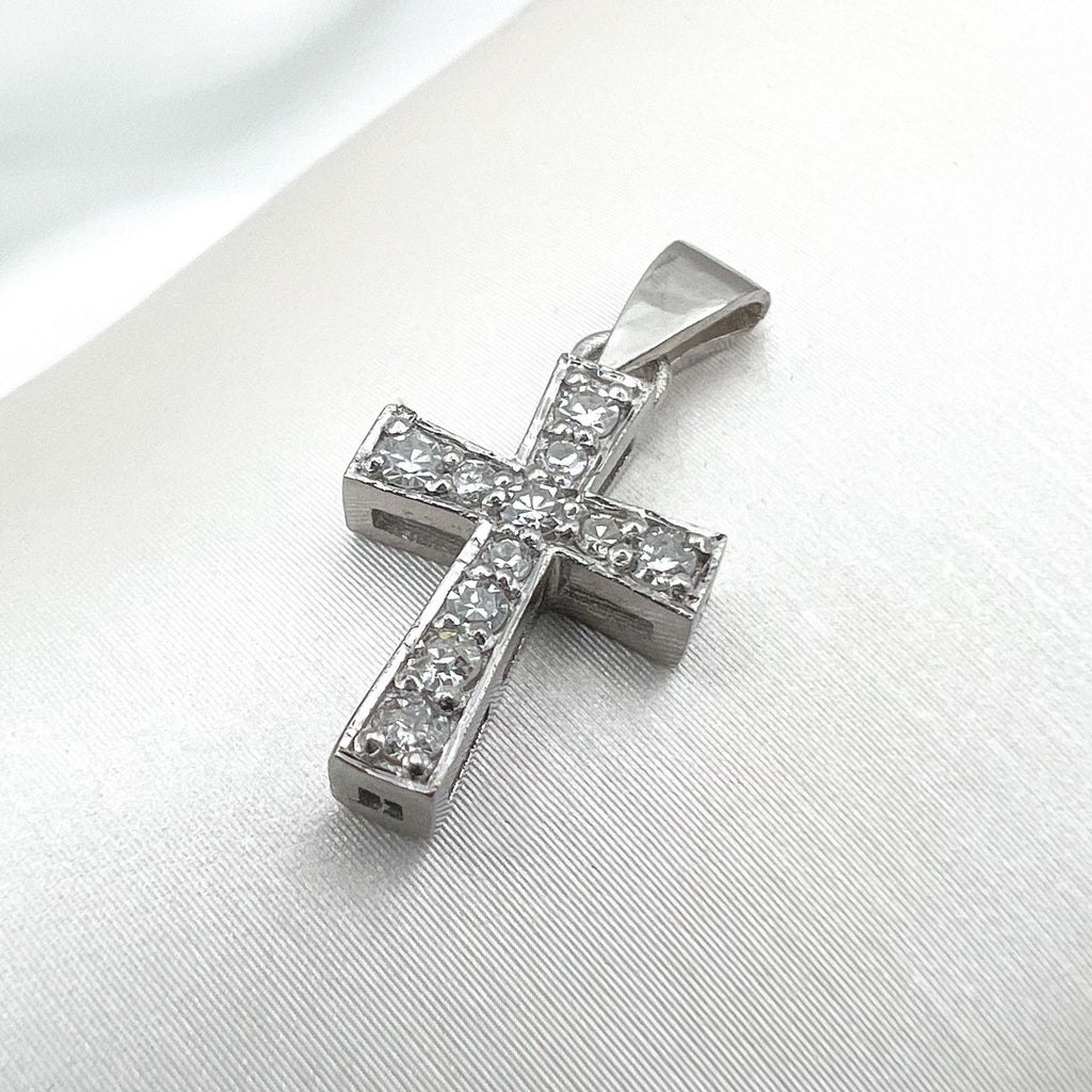 Diamond Latin Cross Pendant in White Gold