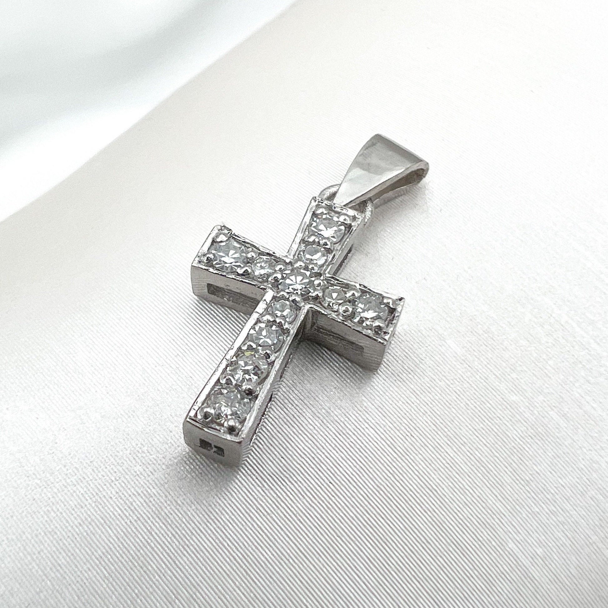 Diamond Latin Cross Pendant in White Gold