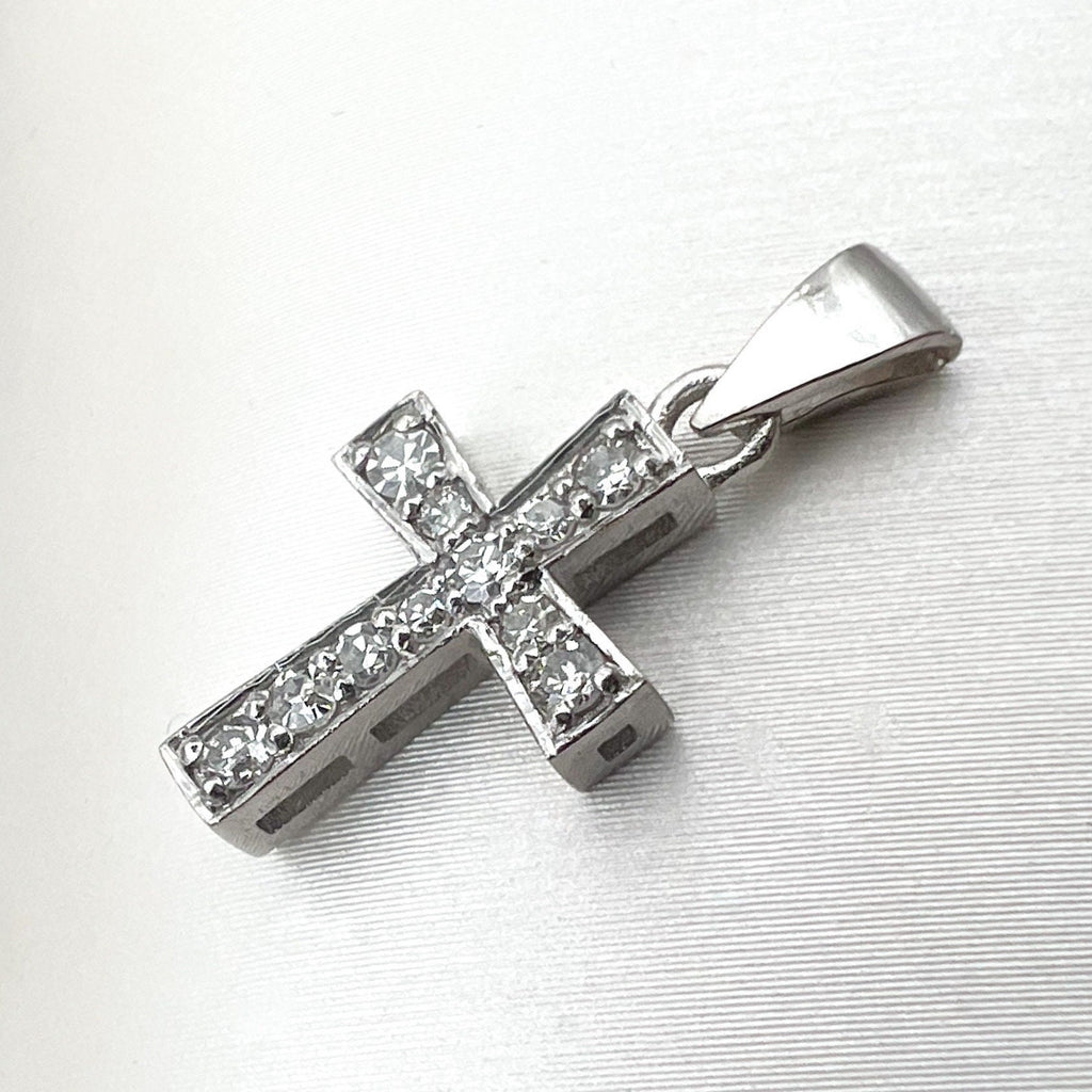 Diamond Latin Cross Pendant in White Gold