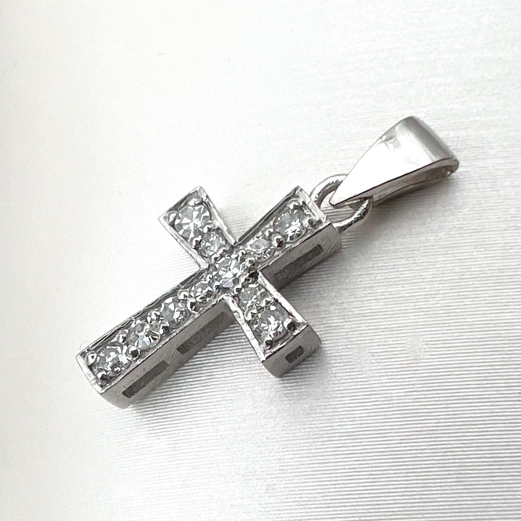 Diamond Latin Cross Pendant in White Gold