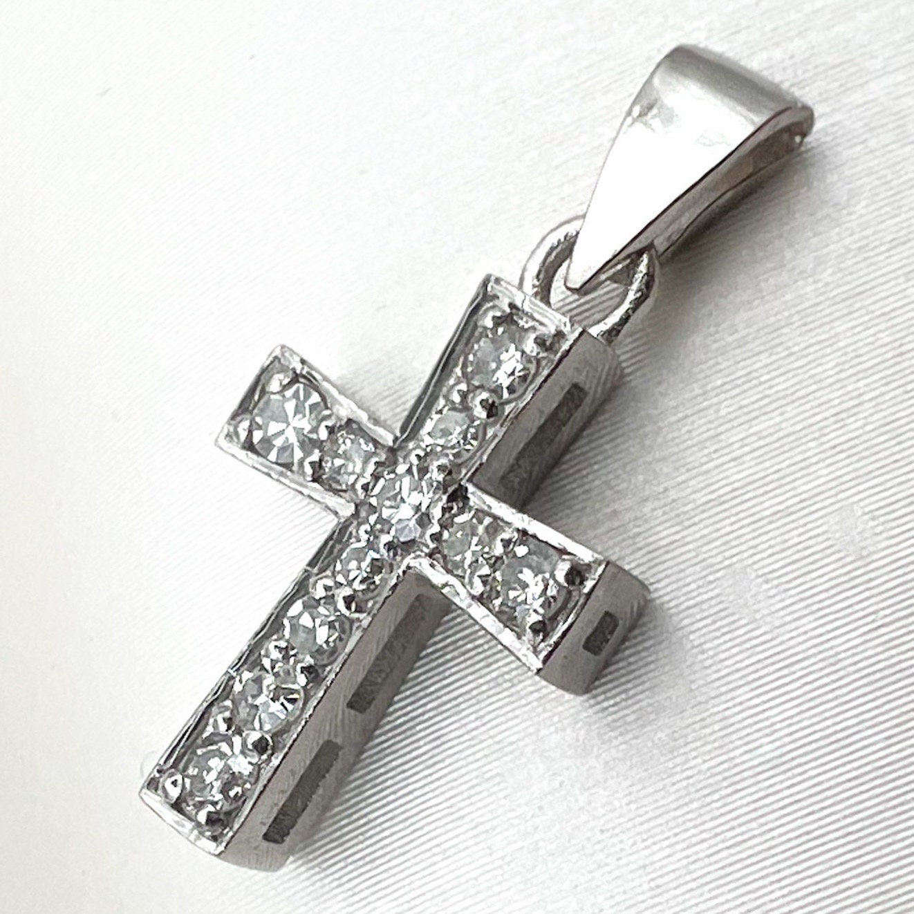 Diamond Latin Cross Pendant in White Gold