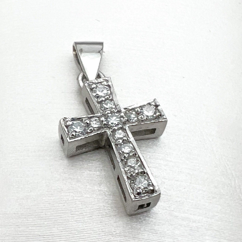 Diamond Latin Cross Pendant in White Gold