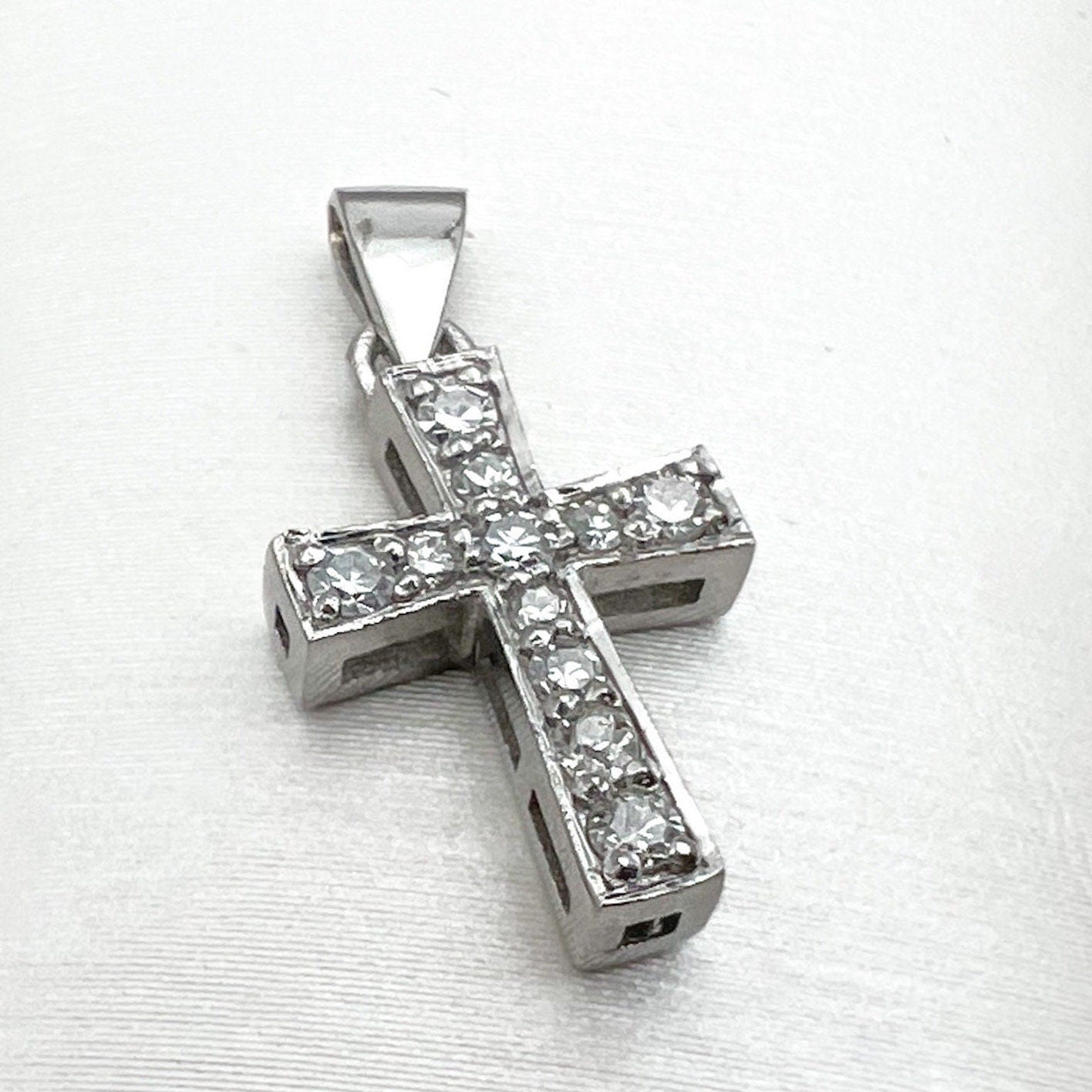 Diamond Latin Cross Pendant in White Gold