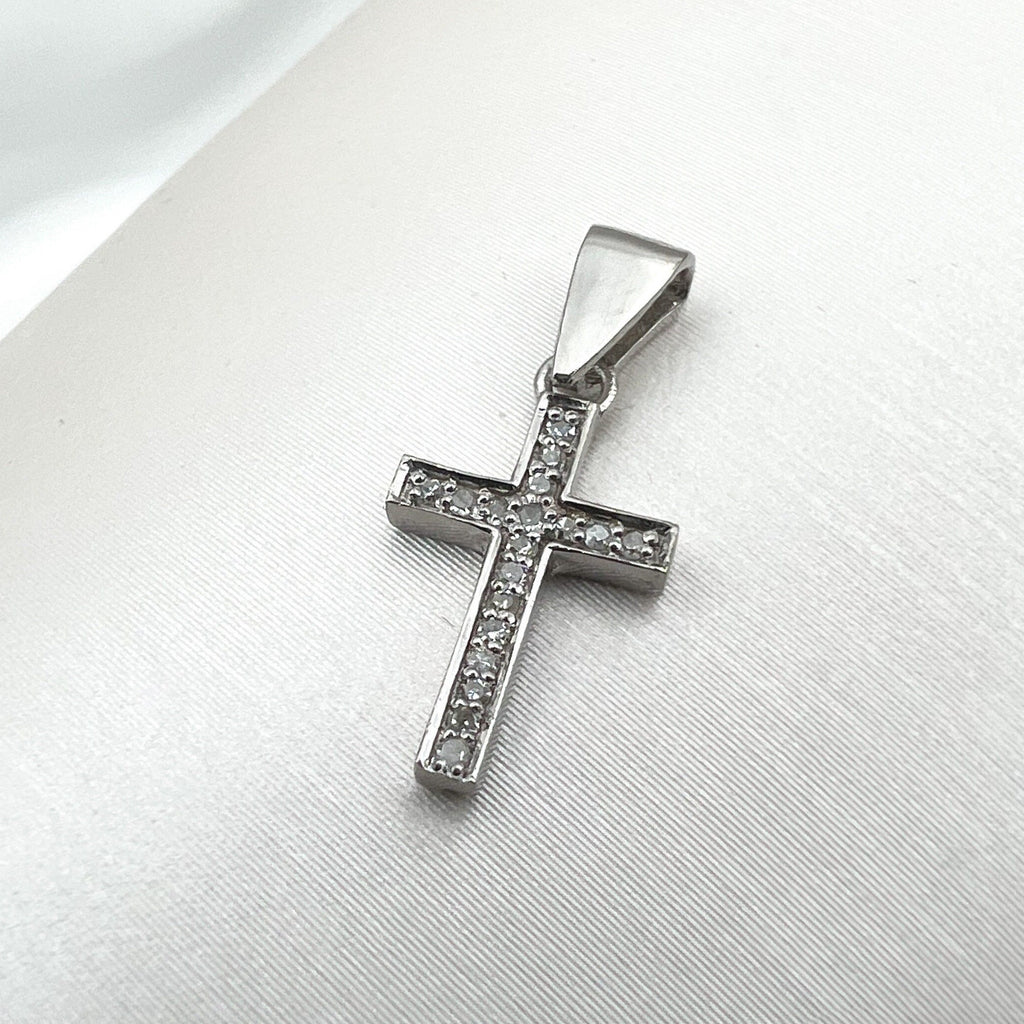 Diamond Latin Cross Pendant in White Gold