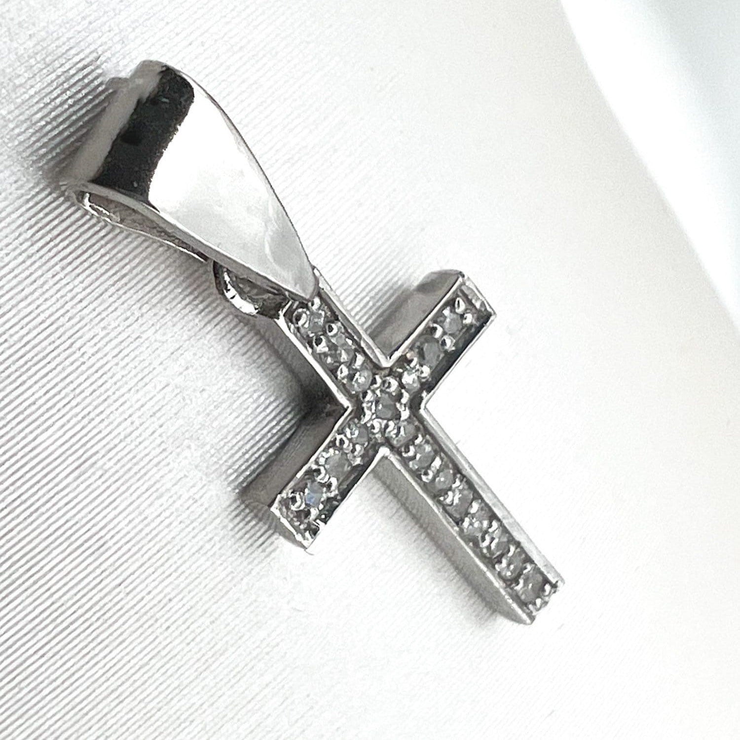 Diamond Latin Cross Pendant in White Gold