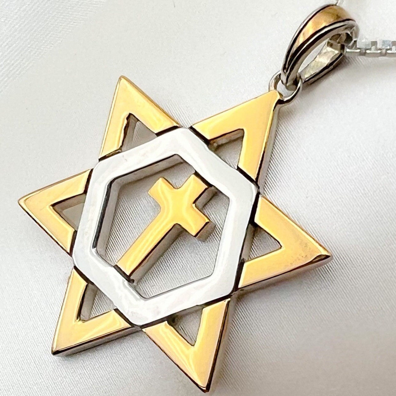 Messianic Star of David Cross Pendant with Chain
