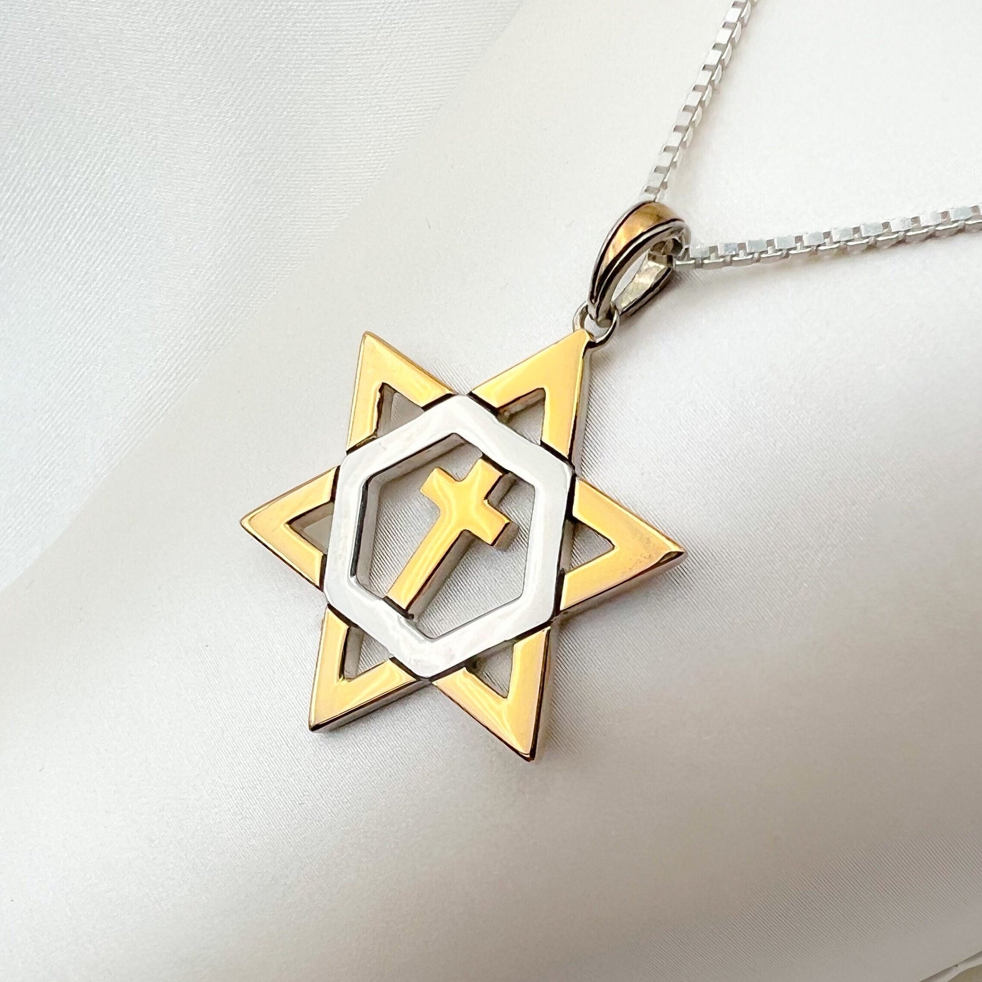 Messianic Star of David Cross Pendant with Chain