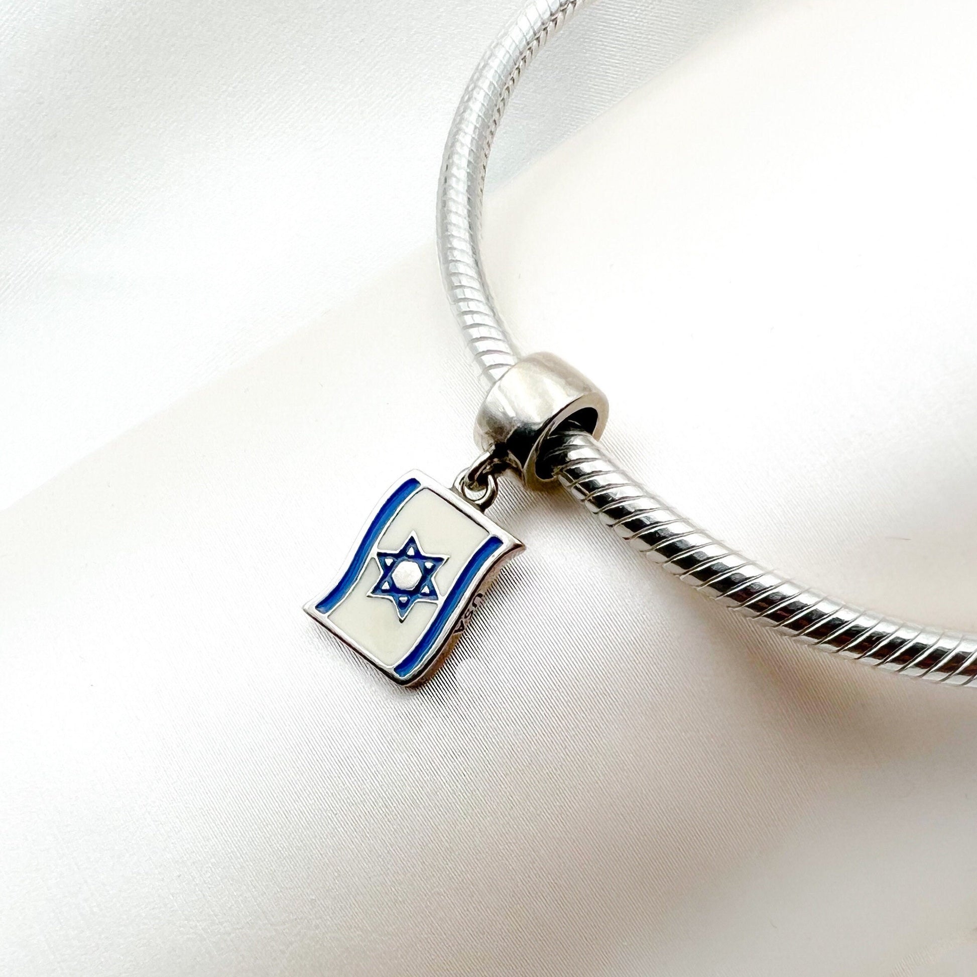USA-Israel Charm in Sterling Silver 925 and Enamel Design