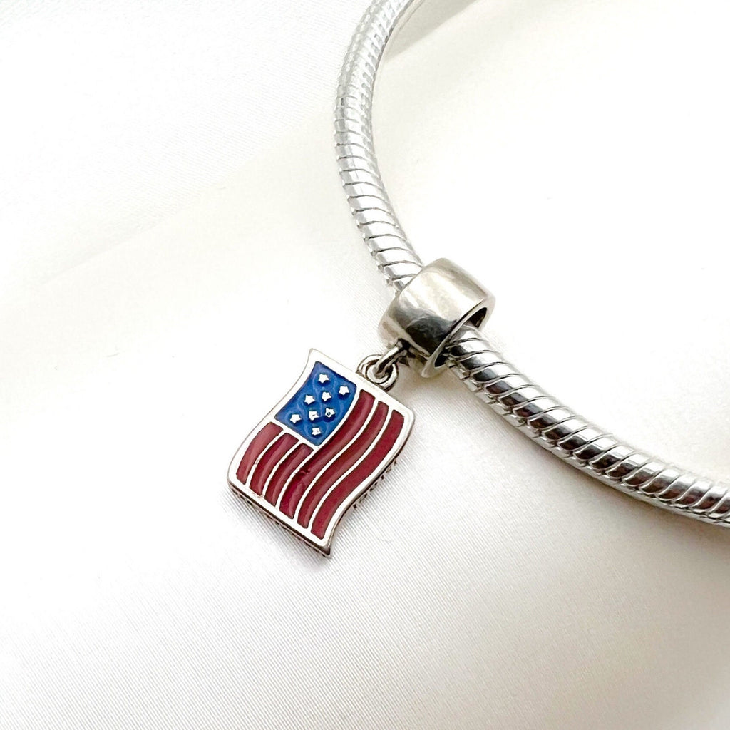USA-Israel Charm in Sterling Silver 925 and Enamel Design