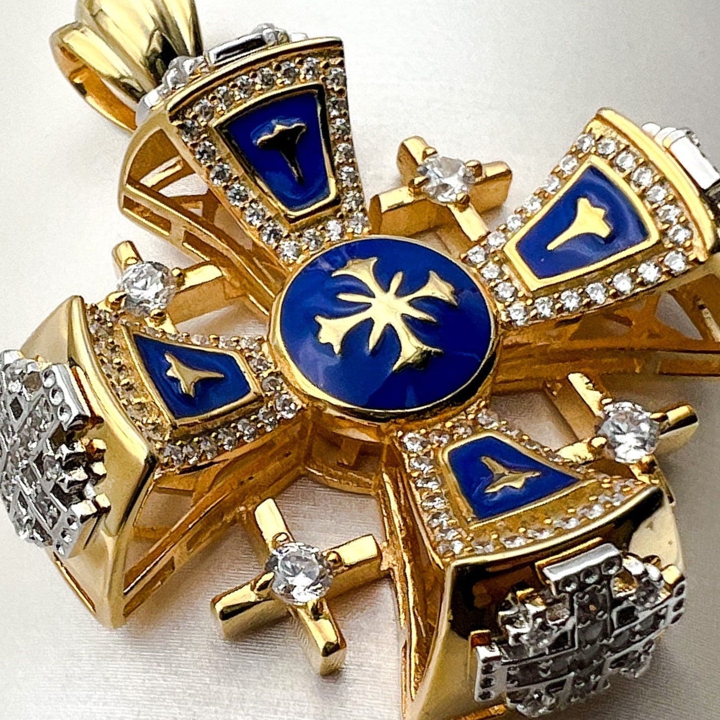 Jerusalem Cross Pendant | A Bold Testament of Faith in Sterling Silver and 18k Gold