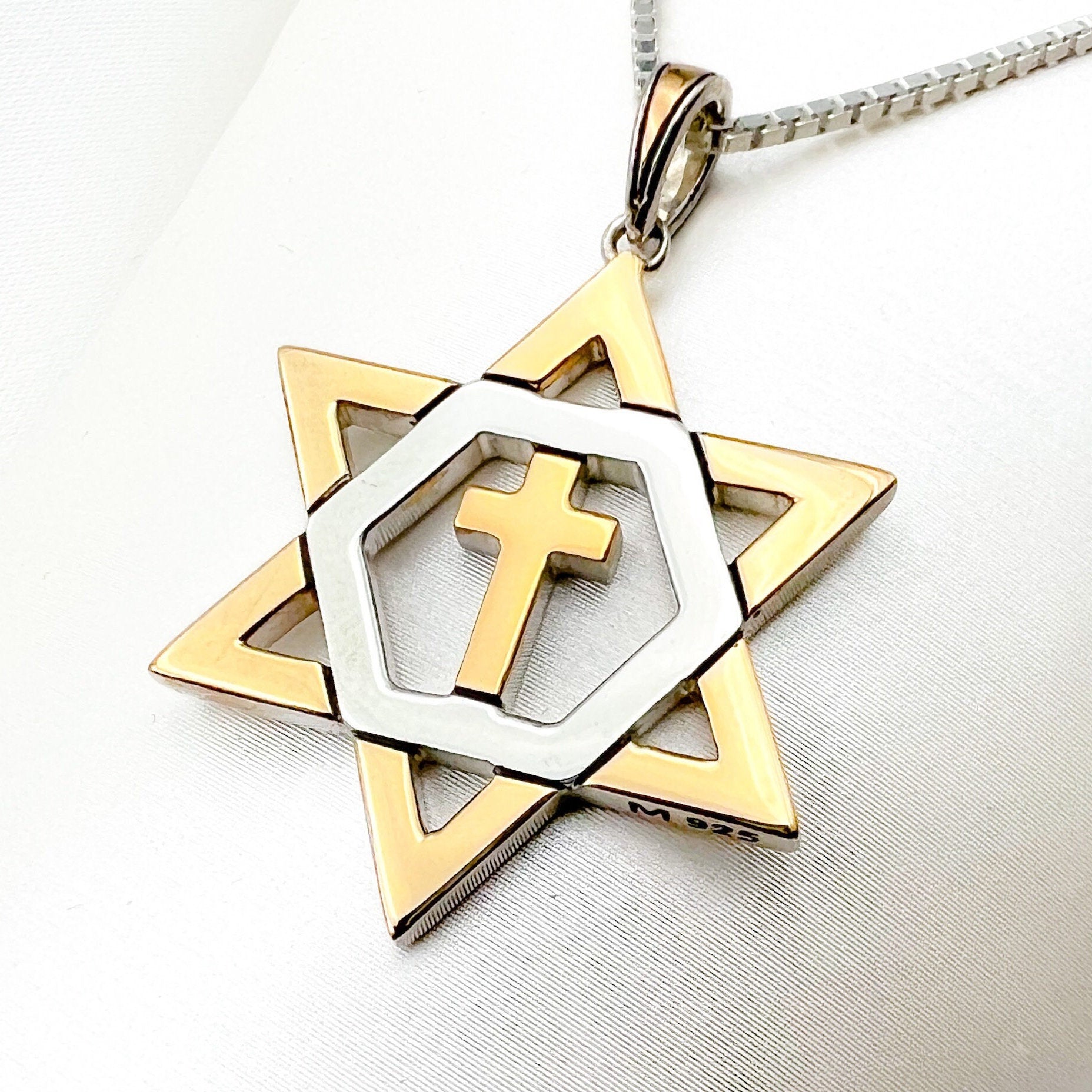 Messianic Star of David Cross Pendant with Chain