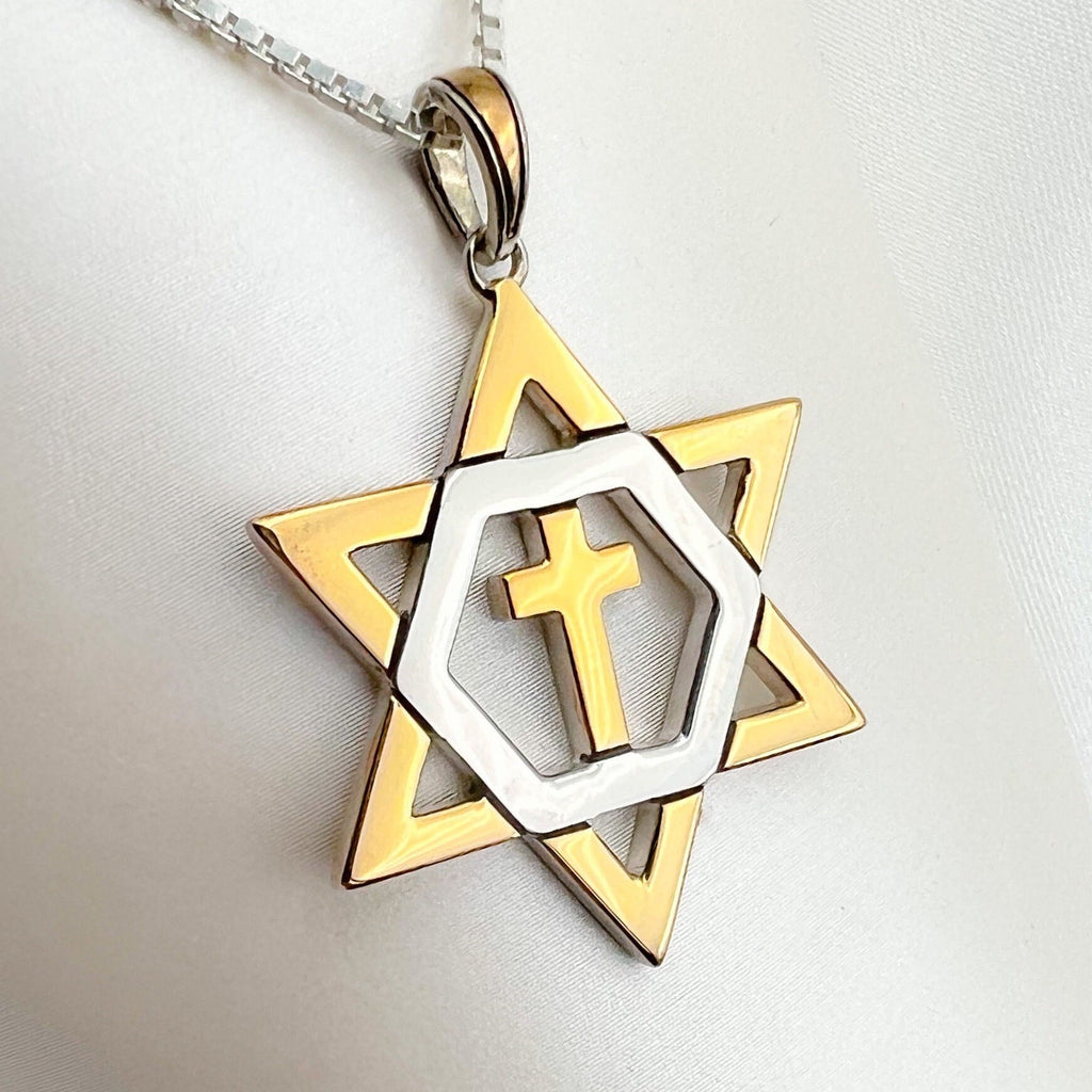 Messianic Star of David Cross Pendant with Chain