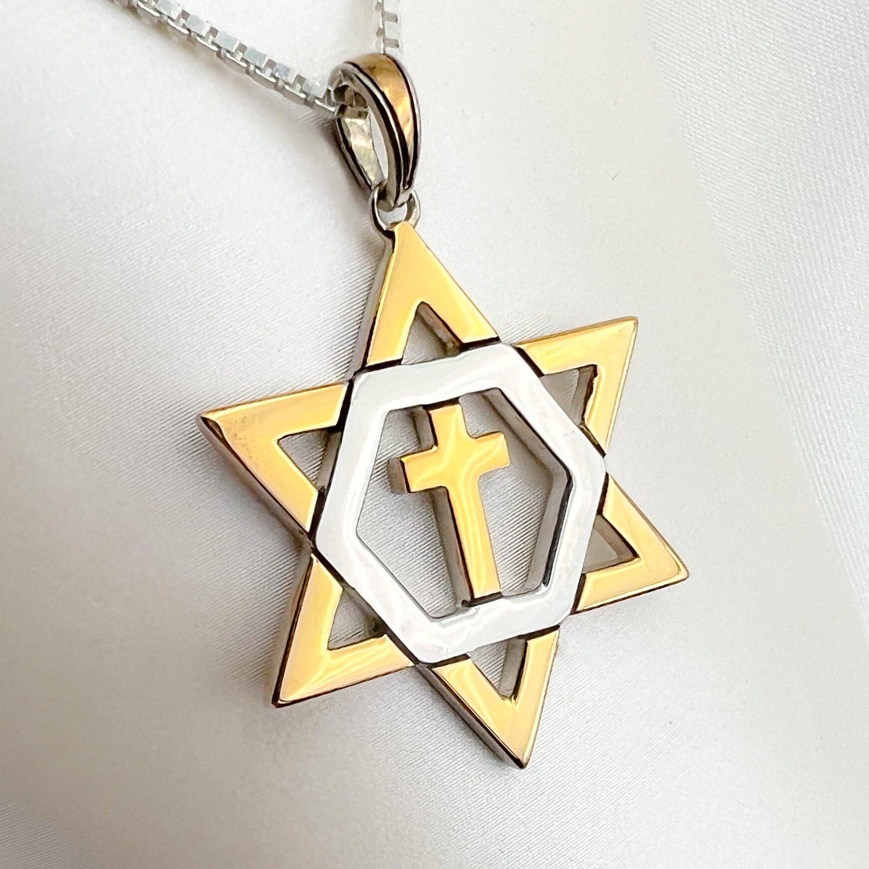 Messianic Star of David Cross Pendant with Chain