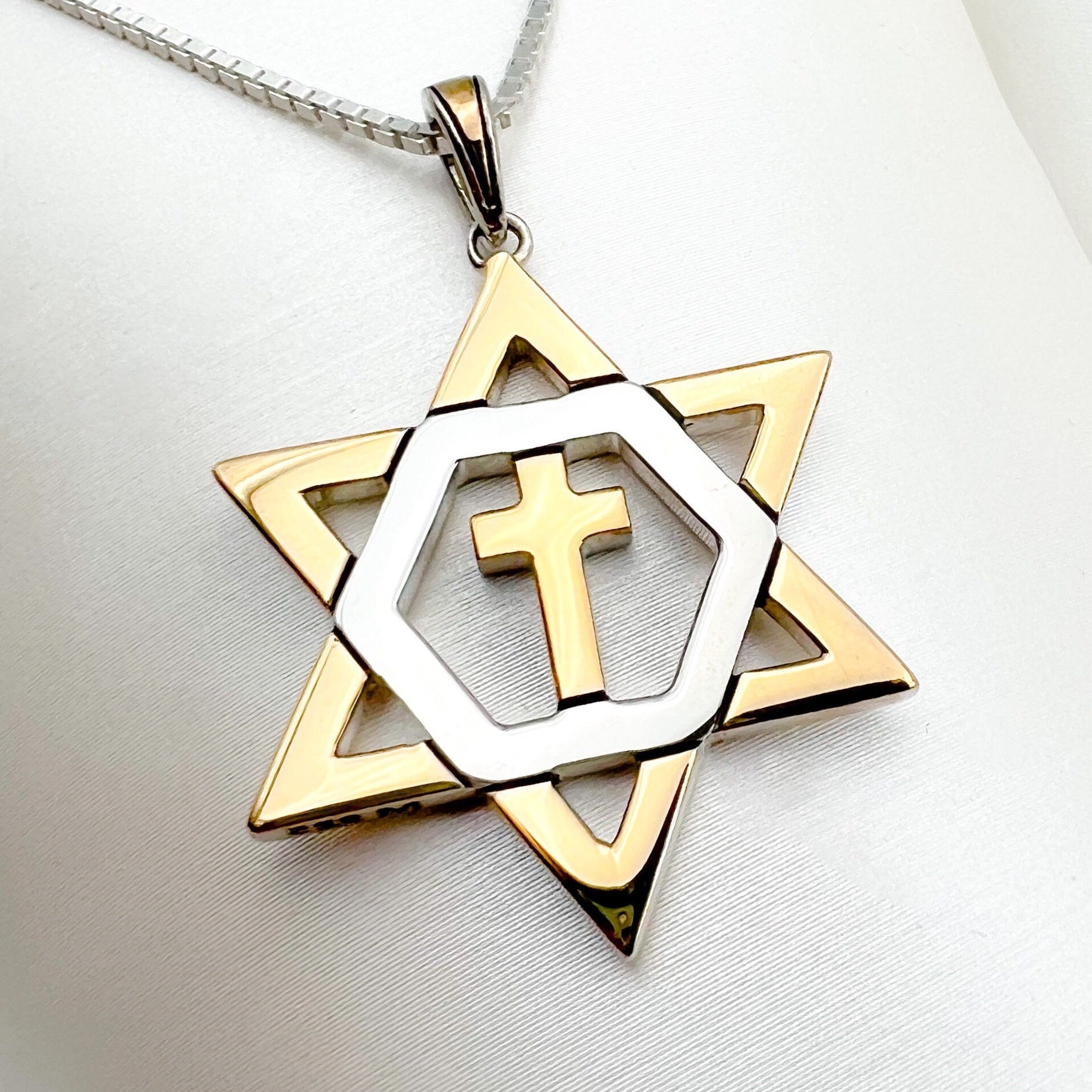 Messianic Star of David Cross Pendant with Chain