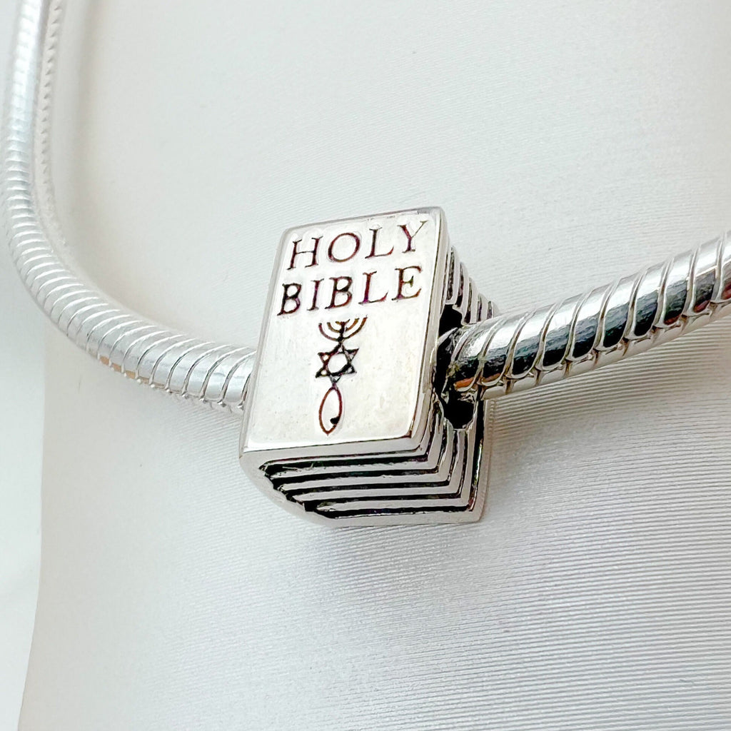 Holy Bible Charm with Grafted In Messianic Symbol - Silver 925, Perfect for Pandora Bracelets