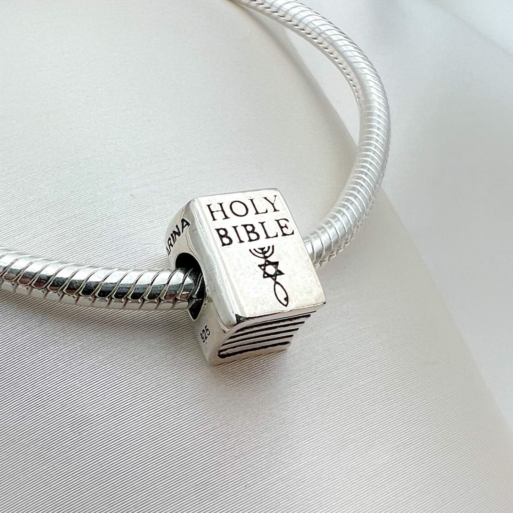Holy Bible Charm with Grafted In Messianic Symbol - Silver 925, Perfect for Pandora Bracelets