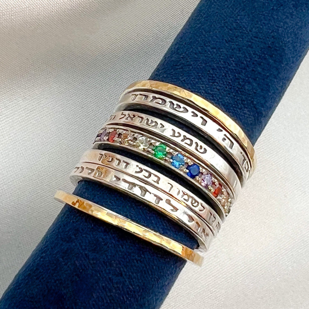 Divine Sacred Blessings Ring Handcrafted with Hoshen Stones, 14k Gold, and Silver 925