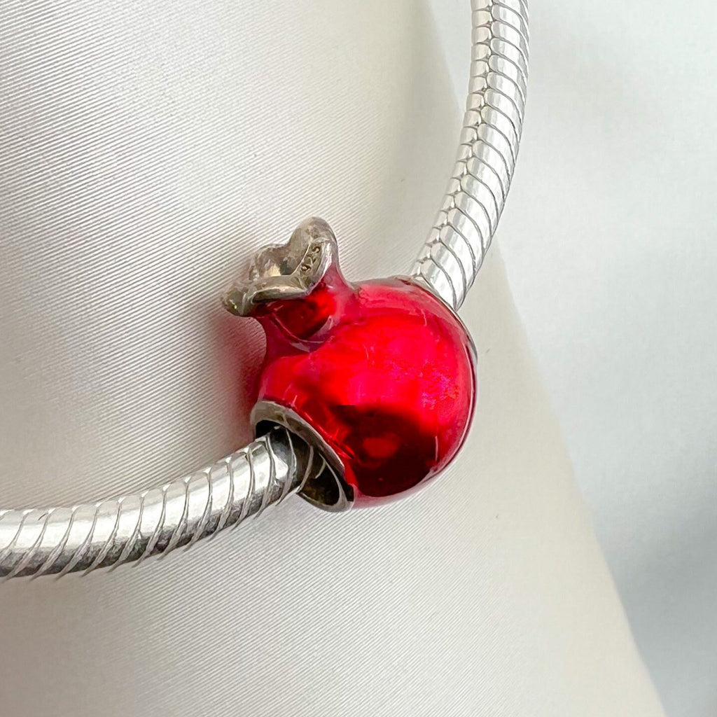 Pomegranate Elegance Silver Enamel Charm for Pandora Bracelets
