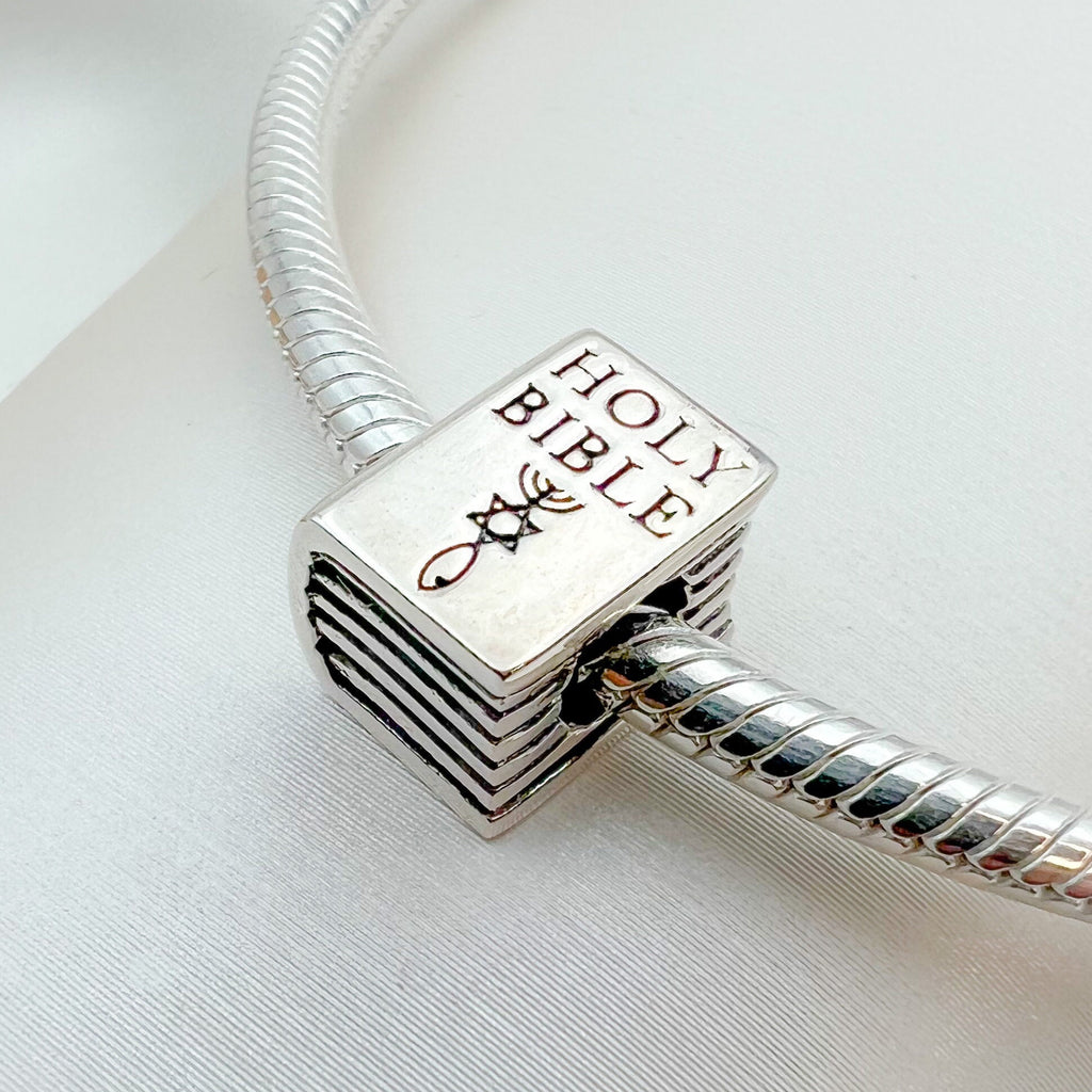 Holy Bible Charm with Grafted In Messianic Symbol - Silver 925, Perfect for Pandora Bracelets