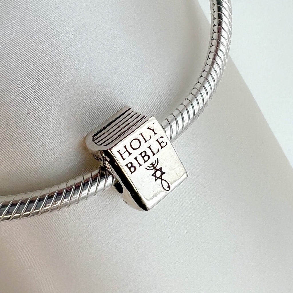 Holy Bible Charm with Grafted In Messianic Symbol - Silver 925, Perfect for Pandora Bracelets