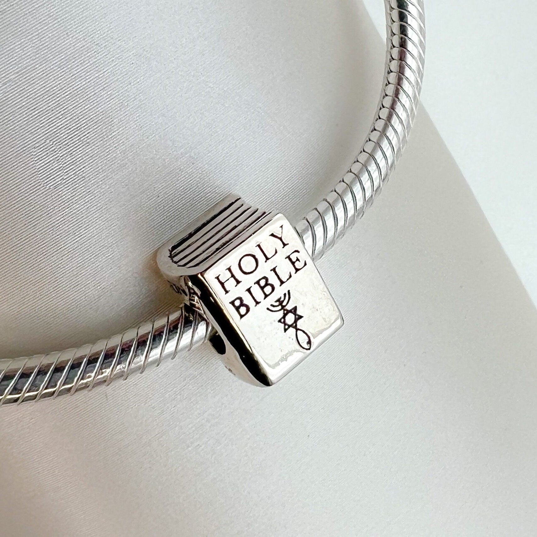 Holy Bible Charm with Grafted In Messianic Symbol - Silver 925, Perfect for Pandora Bracelets