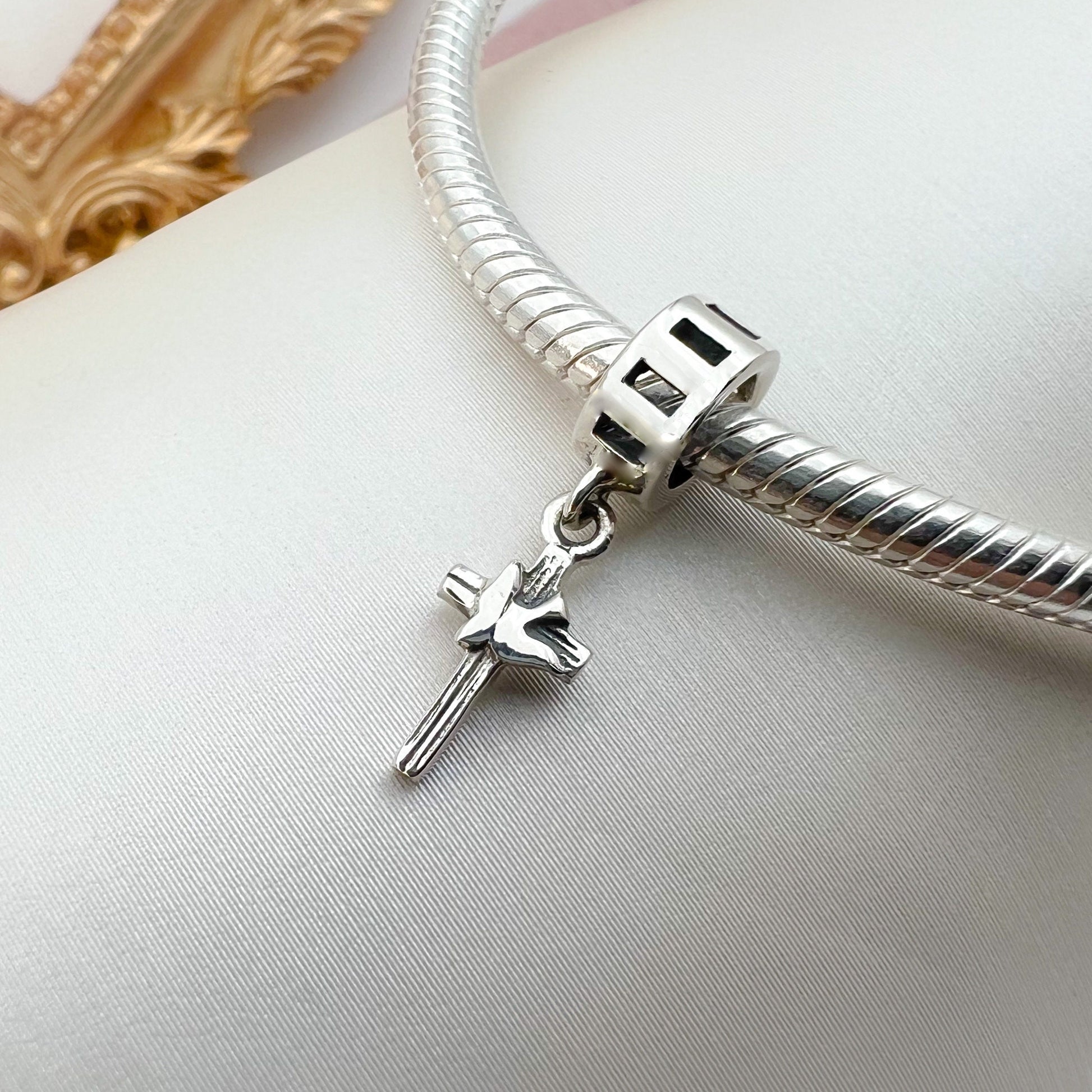 Holy Spirit Cross Charm in Sterling Silver 925 for Pandora Bracelets