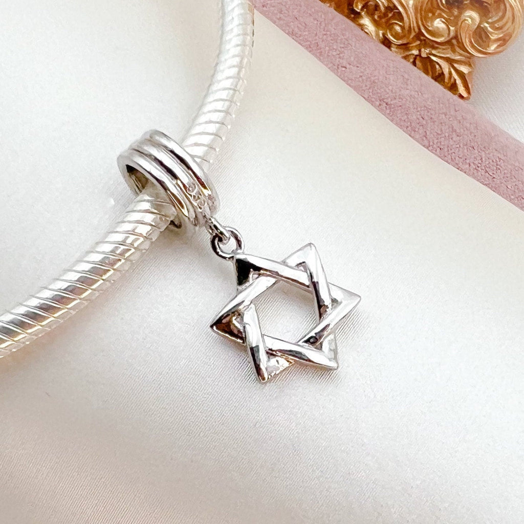 925 Silver David Star Charm – Elegant and Symbolic, Perfect for Your Pandora Charm Bracelet
