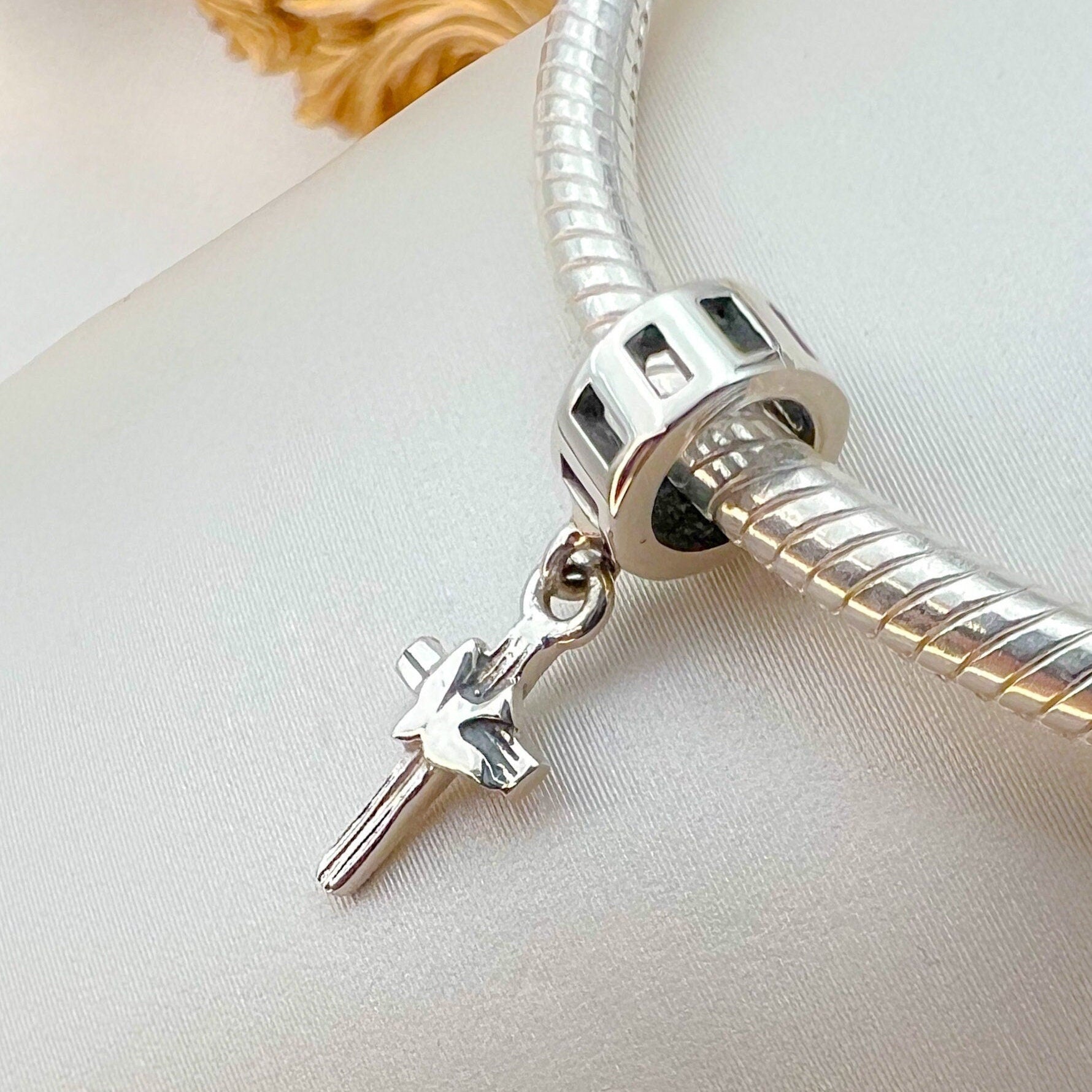 Holy Spirit Cross Charm in Sterling Silver 925 for Pandora Bracelets