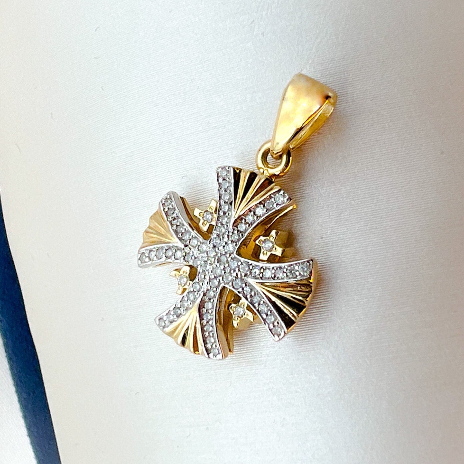 Sacred Jerusalem Cross Pendant 14k Gold with 68 Diamonds 0.35ct
