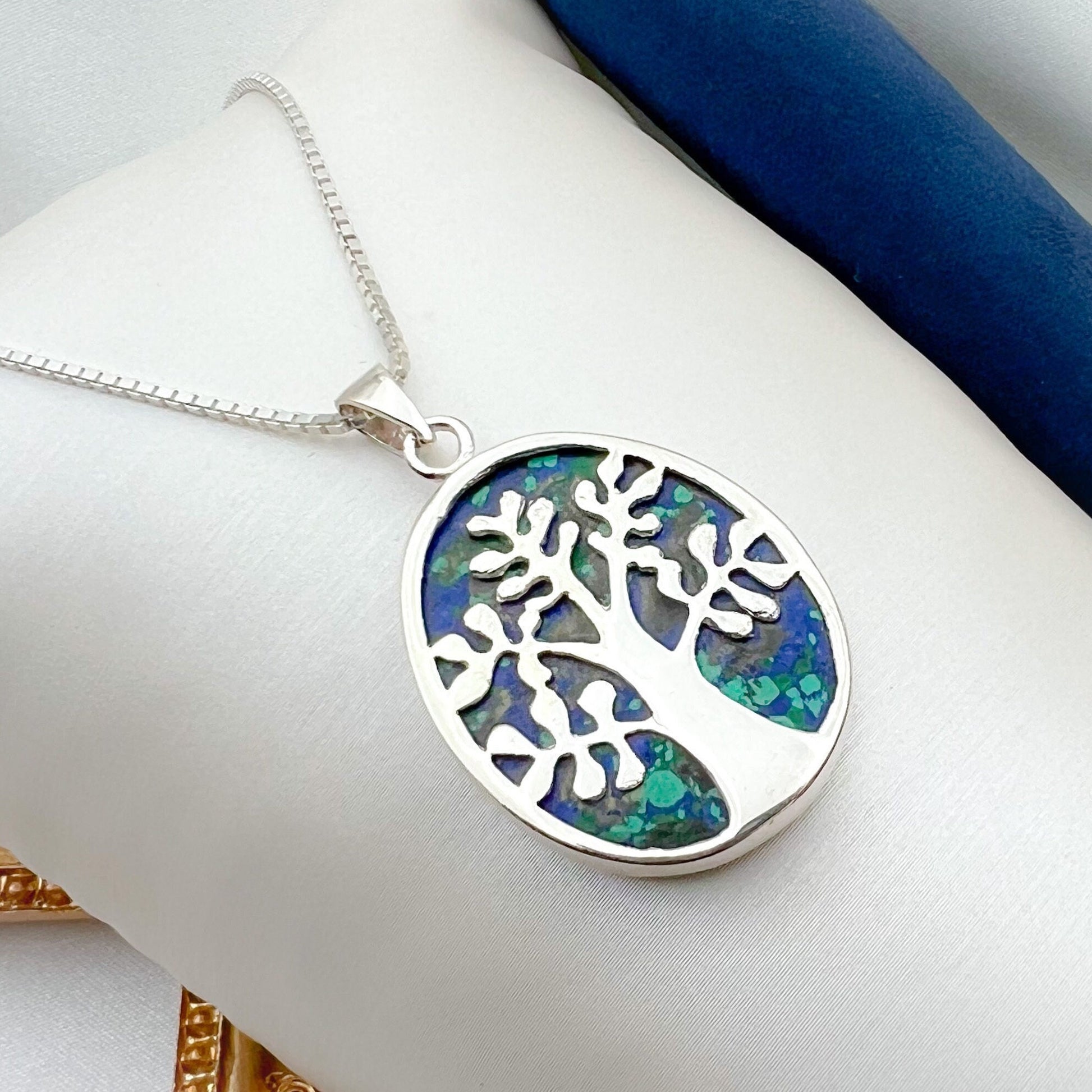 Tree of Life Pendant in Silver 925 with King Solomon (Eilat Stone)