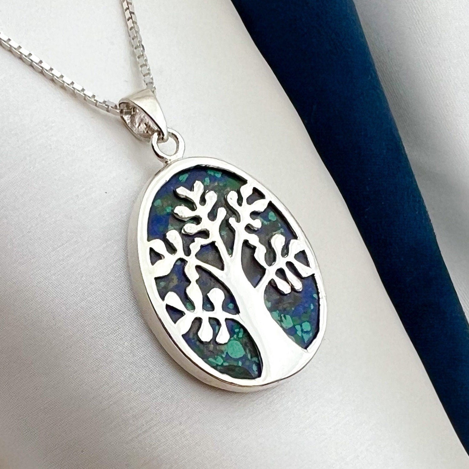 Tree of Life Pendant in Silver 925 with King Solomon (Eilat Stone)