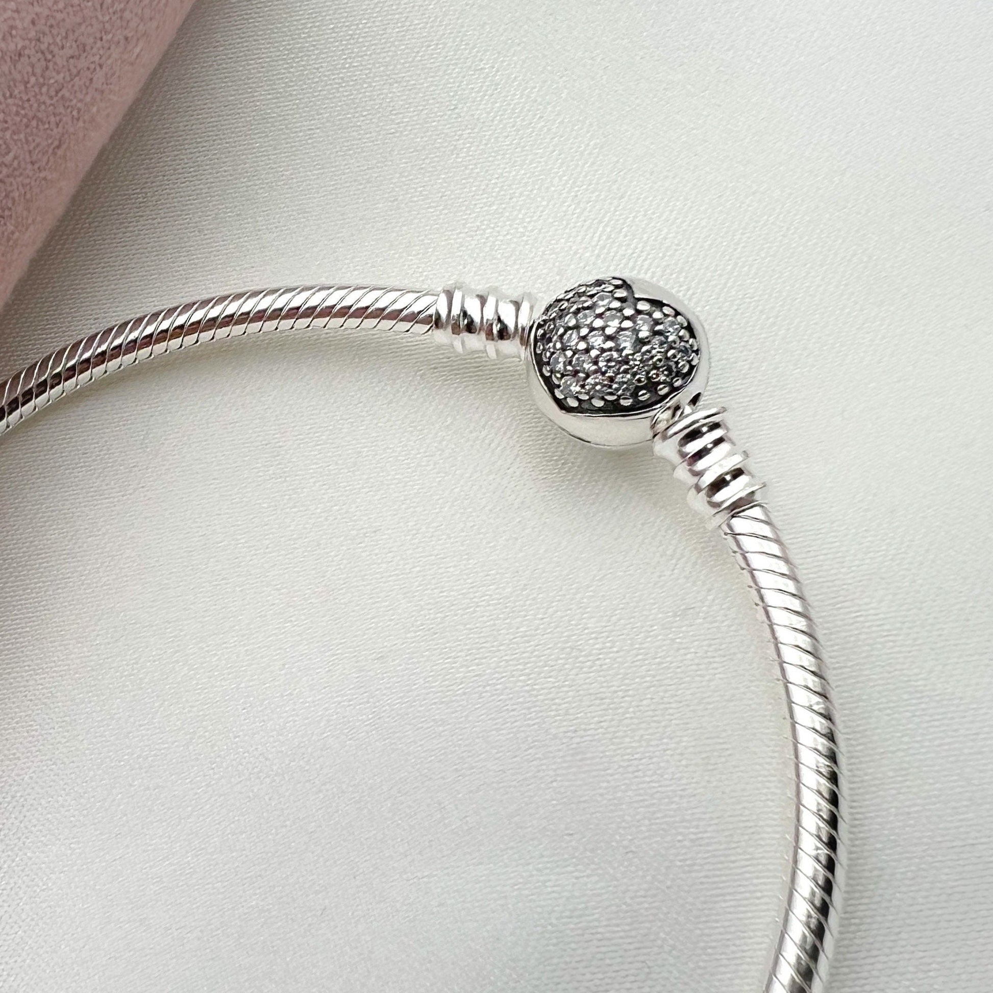 Sterling Silver Heart-Lock Bracelet with Sparkling Zirconia