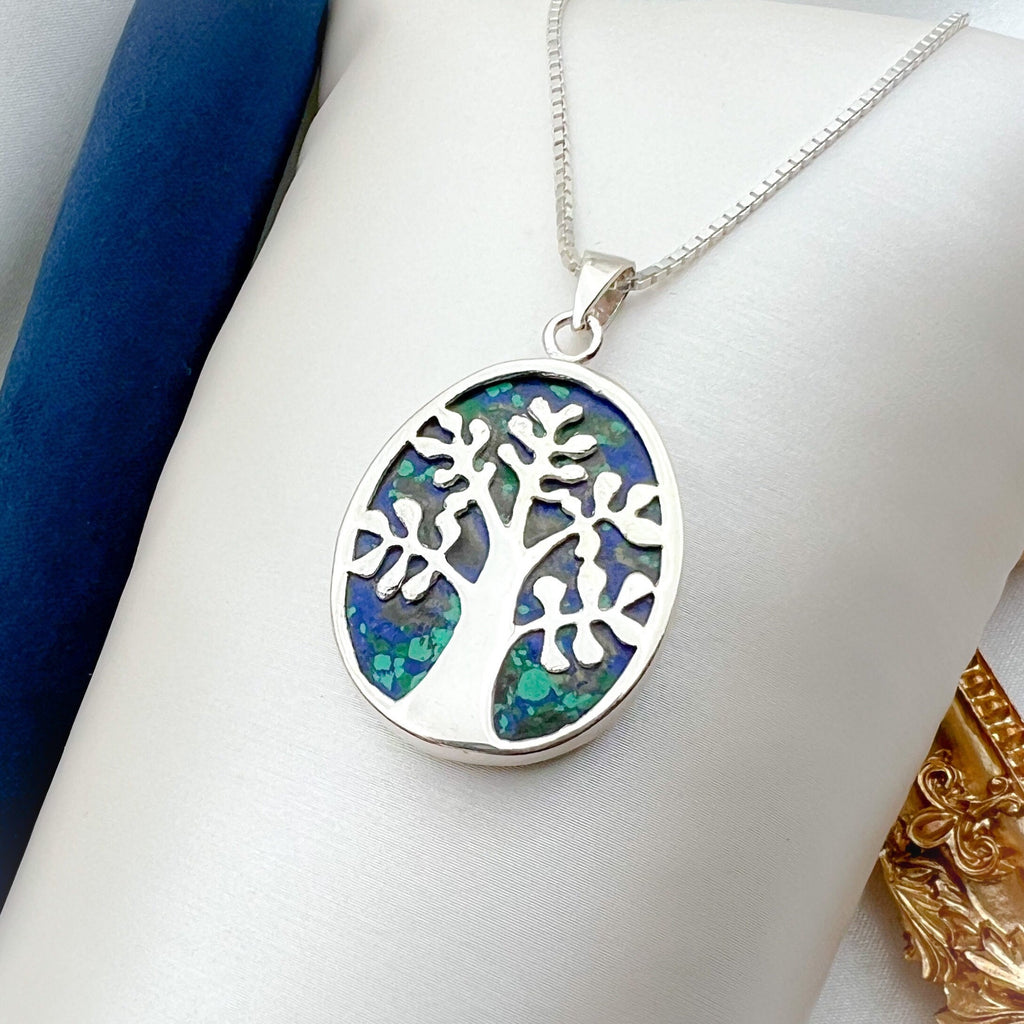 Tree of Life Pendant in Silver 925 with King Solomon (Eilat Stone)